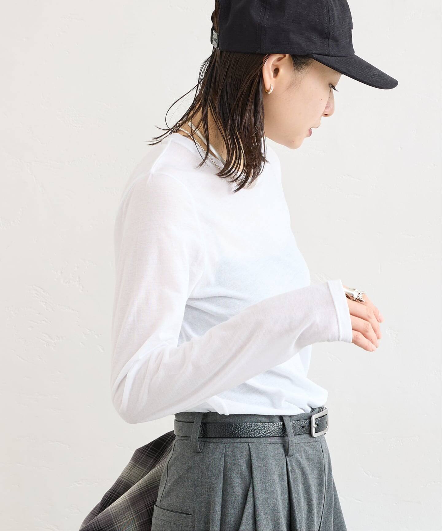 クルーネックコンパクトシアーロングT（Tシャツ／カットソー