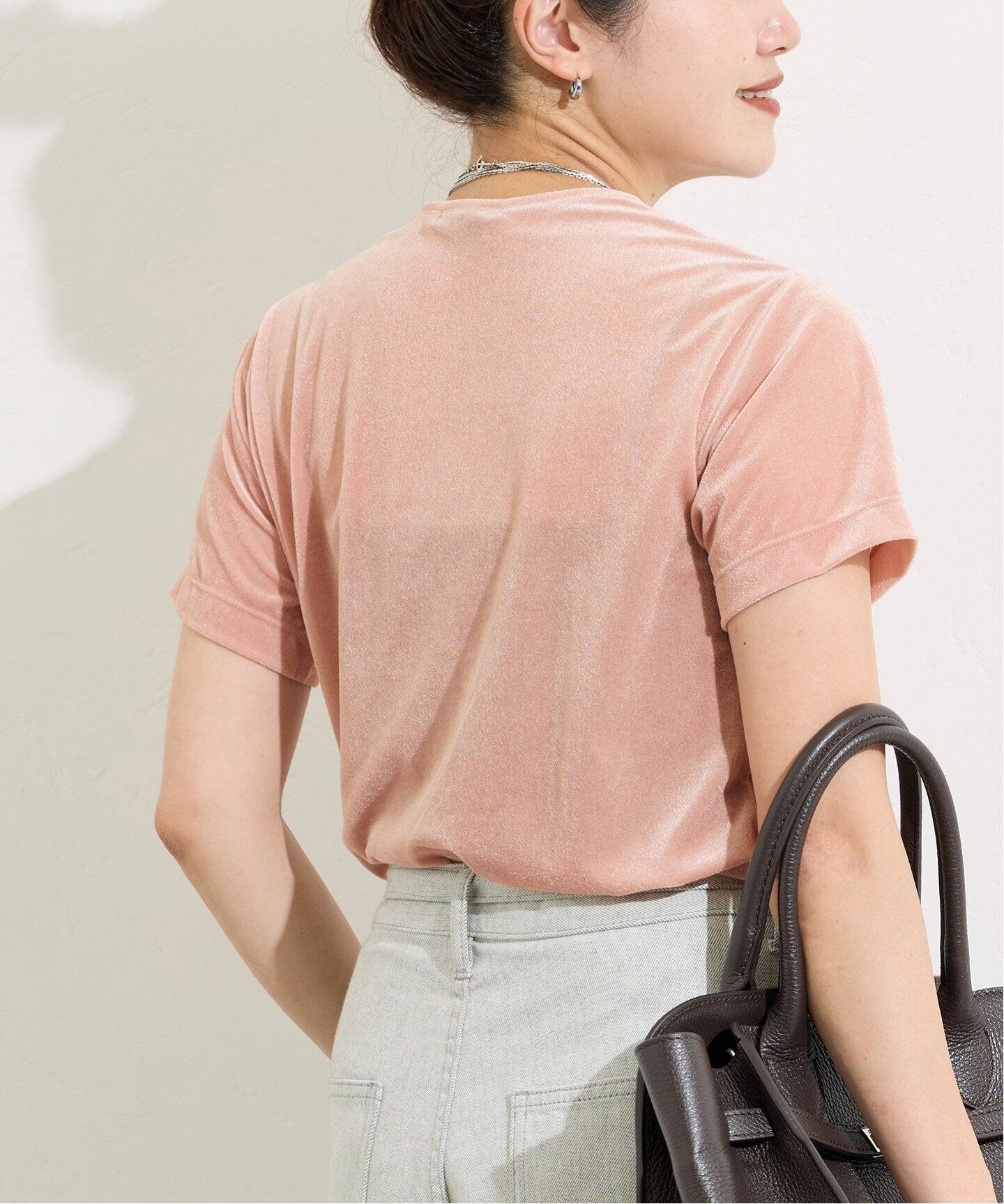 MIESROHE ミースロエ　シアーベロアコンパクトT ブラウン シアー ベロア コンパクト Tシャツ
