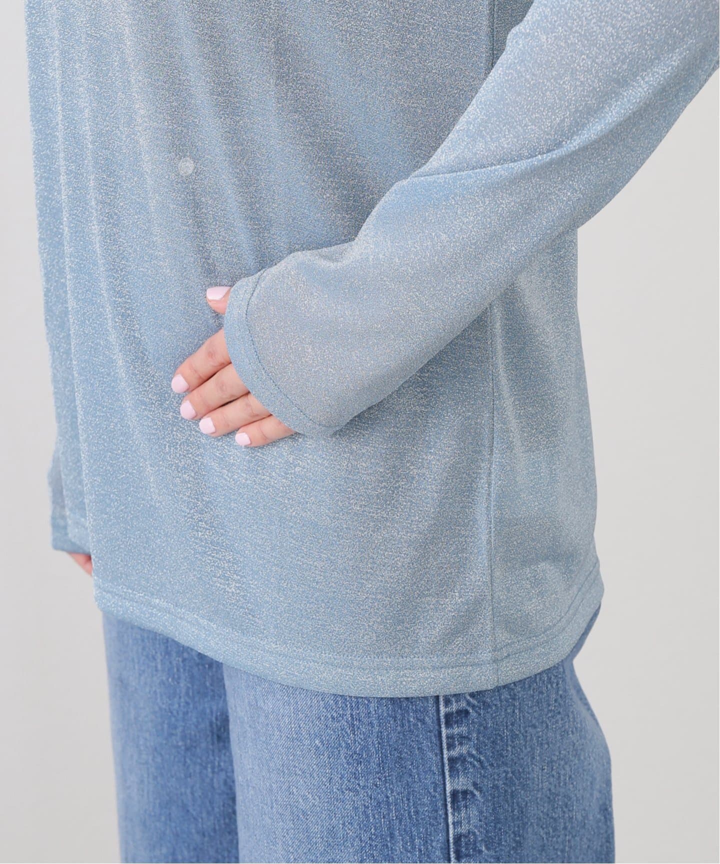 新品タグ付き　ソフトローンシアーワイドプルオーバー　BLUE Discoat tシャツ 「WEB限定」シアー肩開きプルオーバー レディース