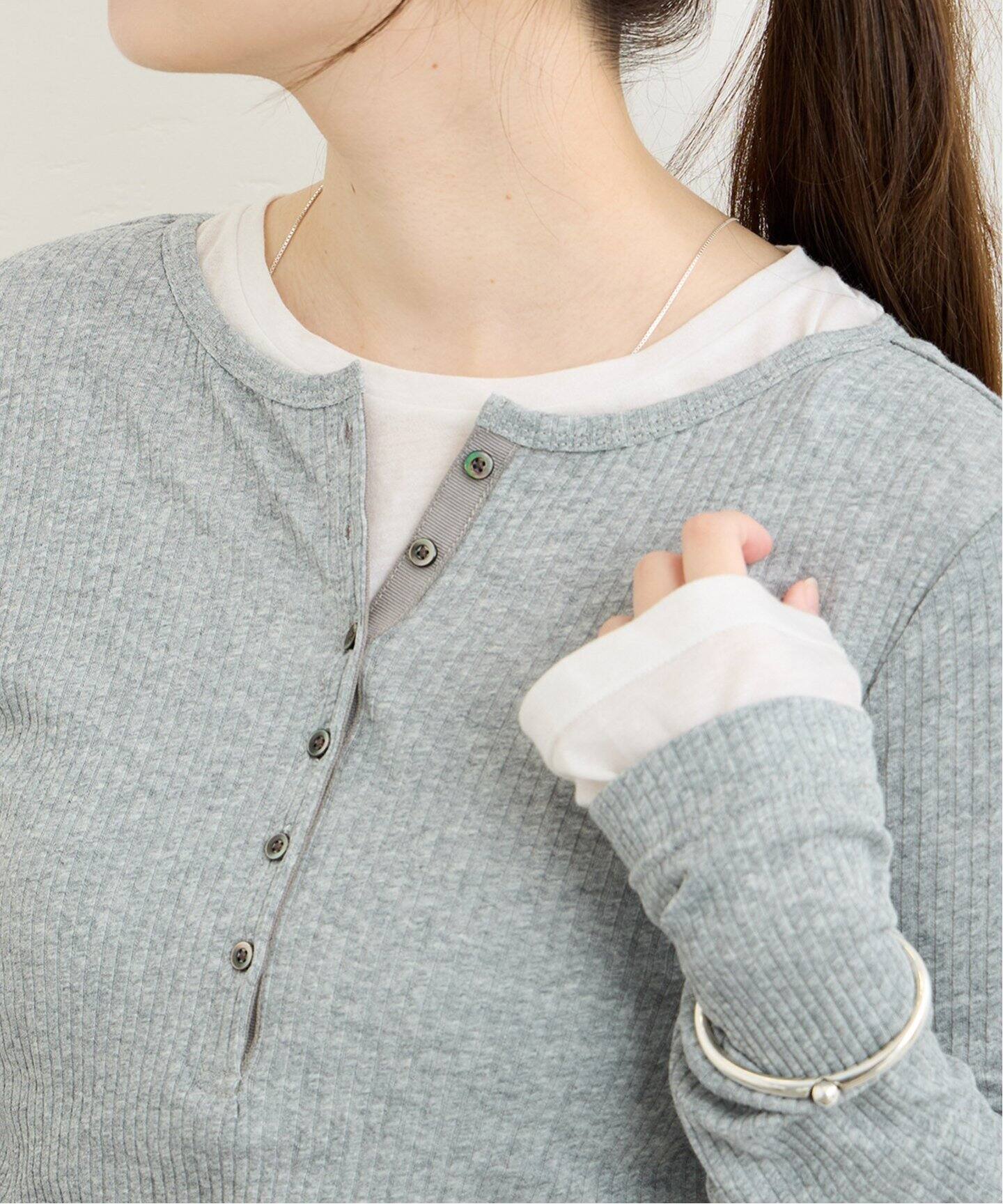 追加》シアーテレコヘンリーネックプルオーバー（Tシャツ／カットソー