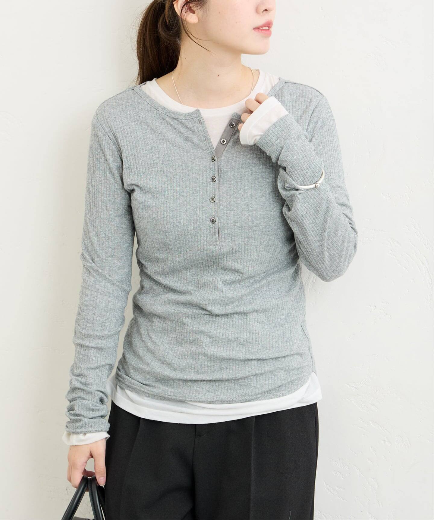 追加2》シアーテレコヘンリーネックプルオーバー（Tシャツ／カットソー