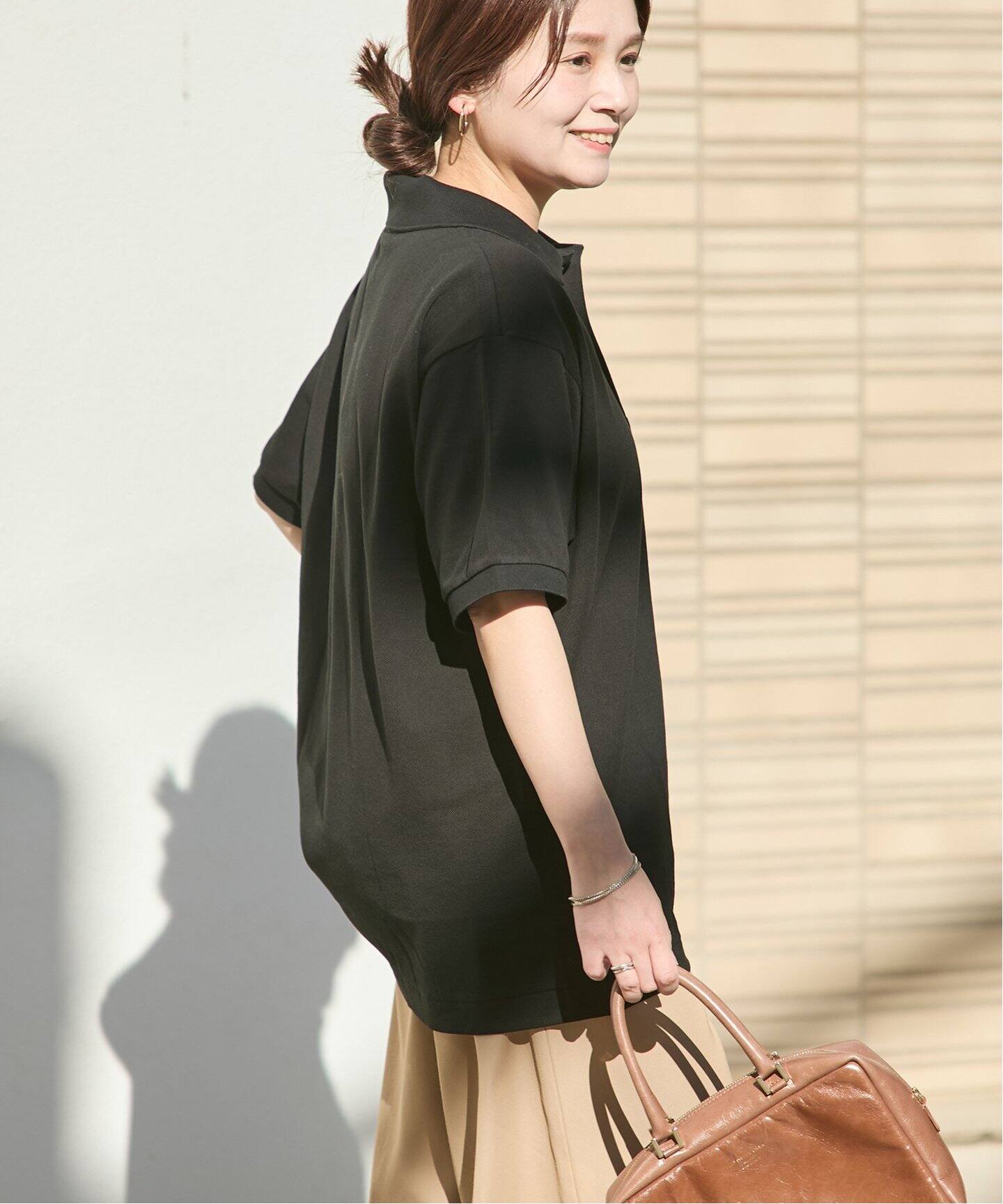 「JOURNAL STANDARD」 半袖ポロシャツ FREE ブラック レディース WOMENS ベーシック 半袖 ポロシャツ BLACK
