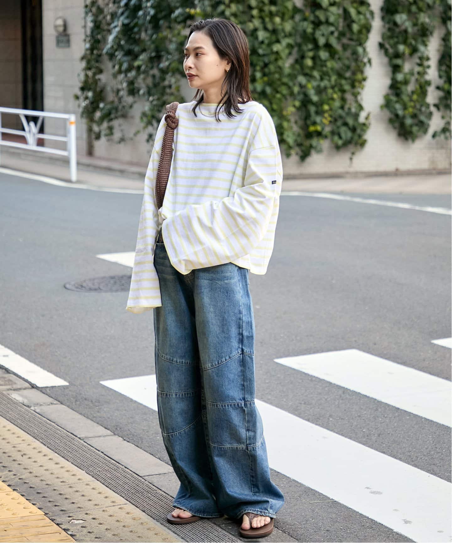 美品＊ジャーナルスタンダード別注 ルミノア 長袖 ボーダー Tシャツ 黒×茶 美品＊ジャーナルスタンダード別注 ルミノア 長袖 ボーダー T