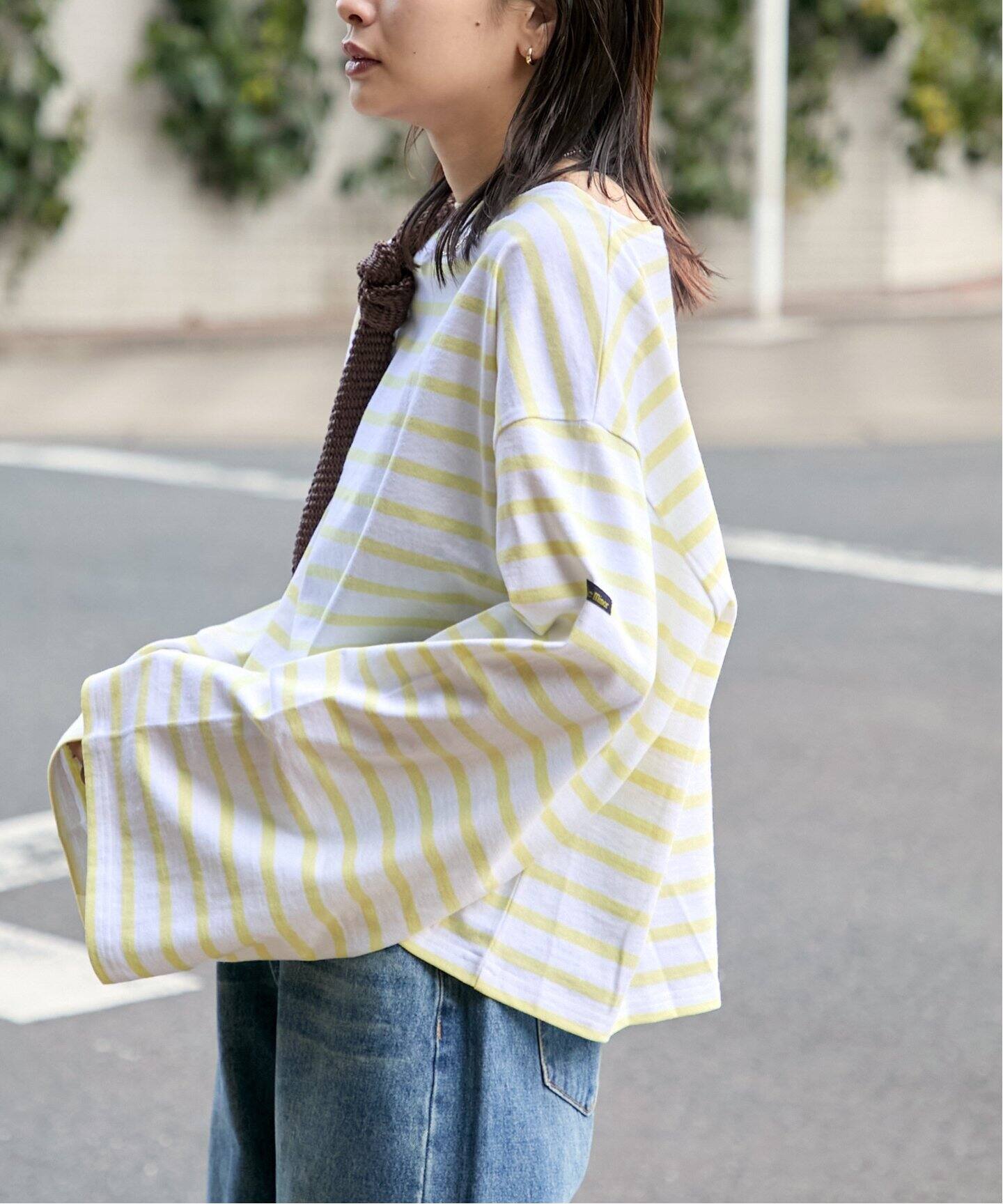 Le minor (ルミノア) JOURNAL STANDARD別注 ワイドボーダーカットソー イエロー FREE LEMINOR tシャツ 別注ルミノアボーダーカットソー レディース