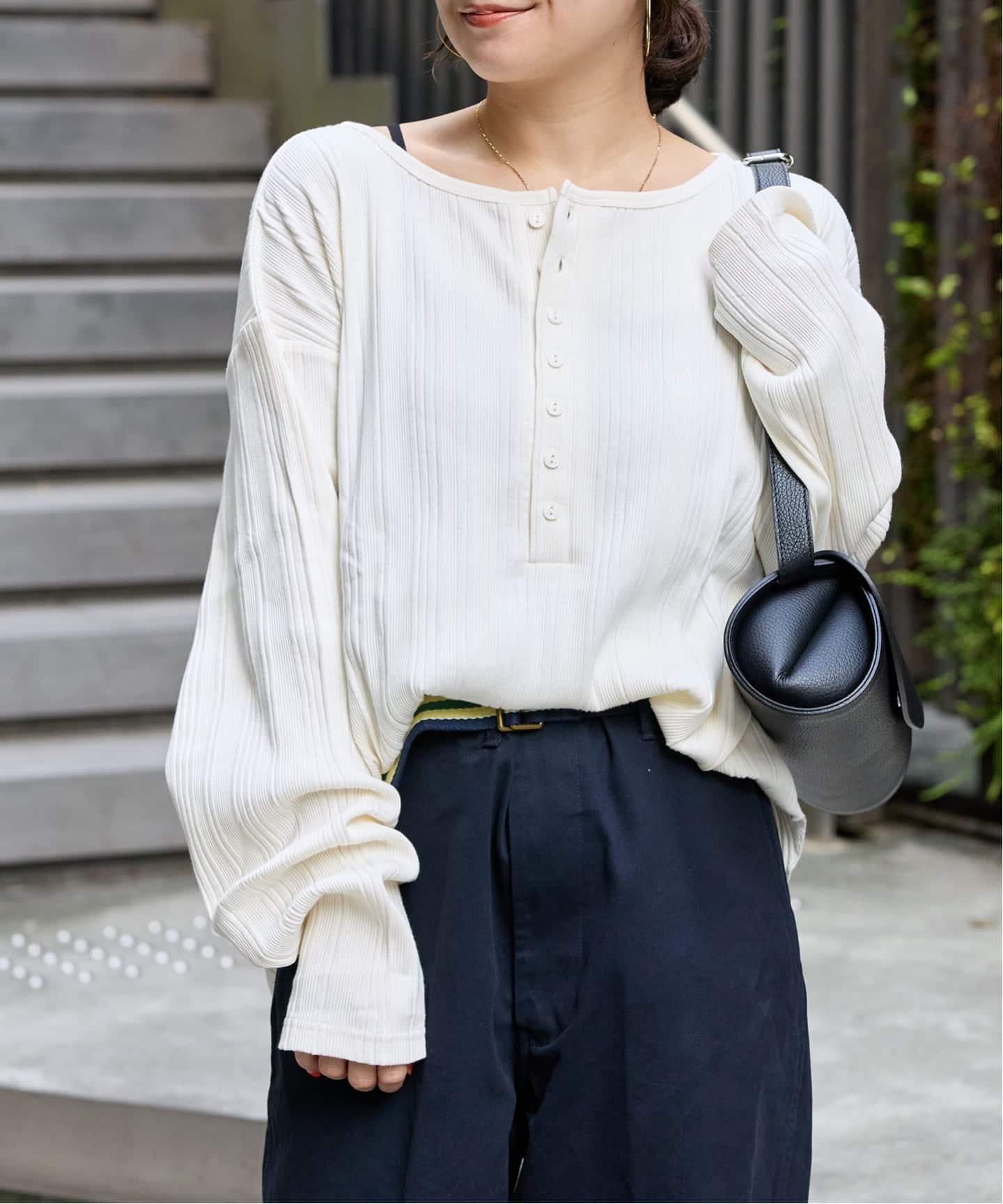 別注【HEALTH KNIT/ヘルスニット】オフショルダーヘンリーネックPO