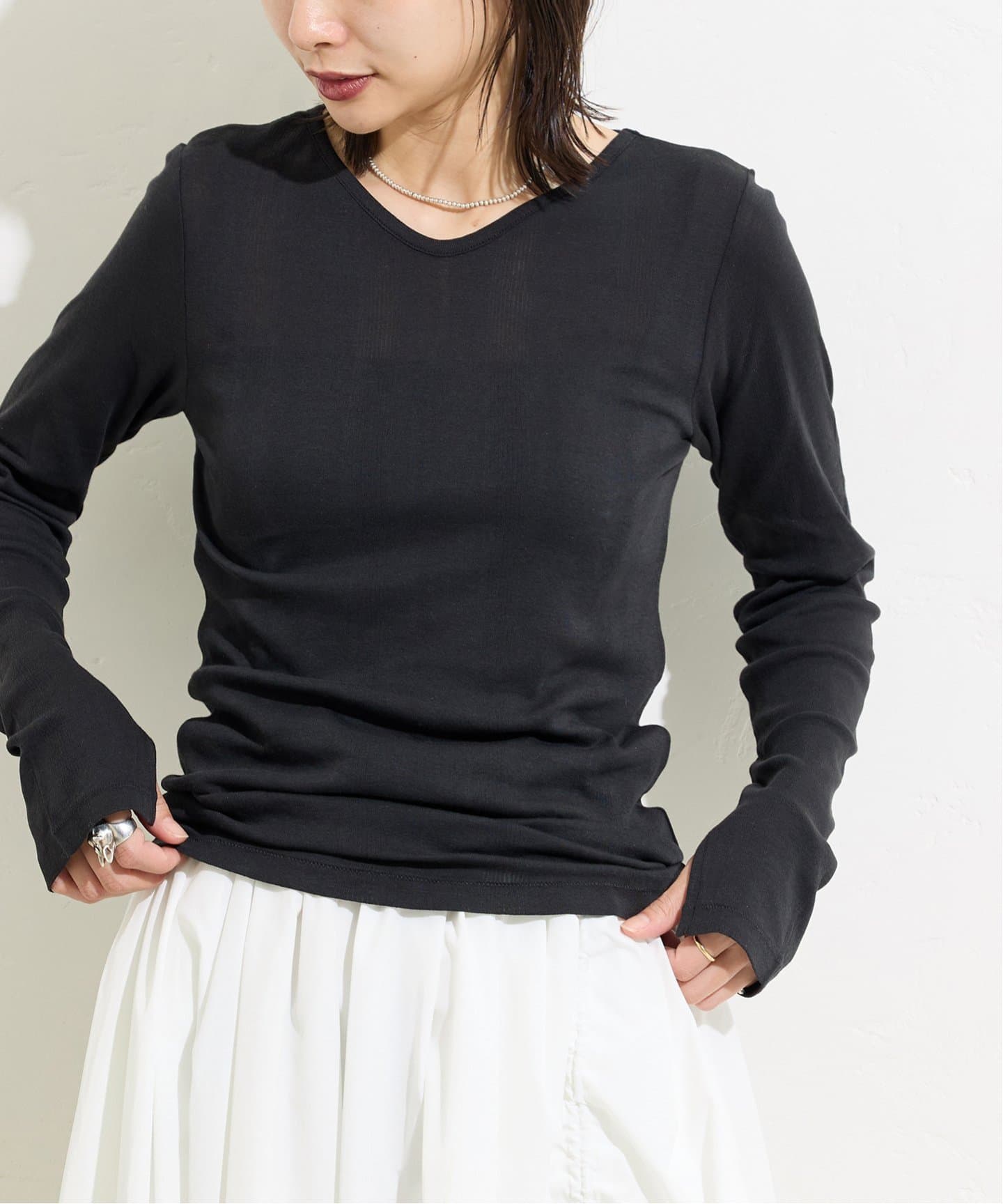 tシャツ 別注「MILLER/ミラー」 for JOURNAL STANDARD VネックリブL/S T レディース 予約》別注【MILLER/ミラー】 for JOURNAL STANDARD Vネックリブ