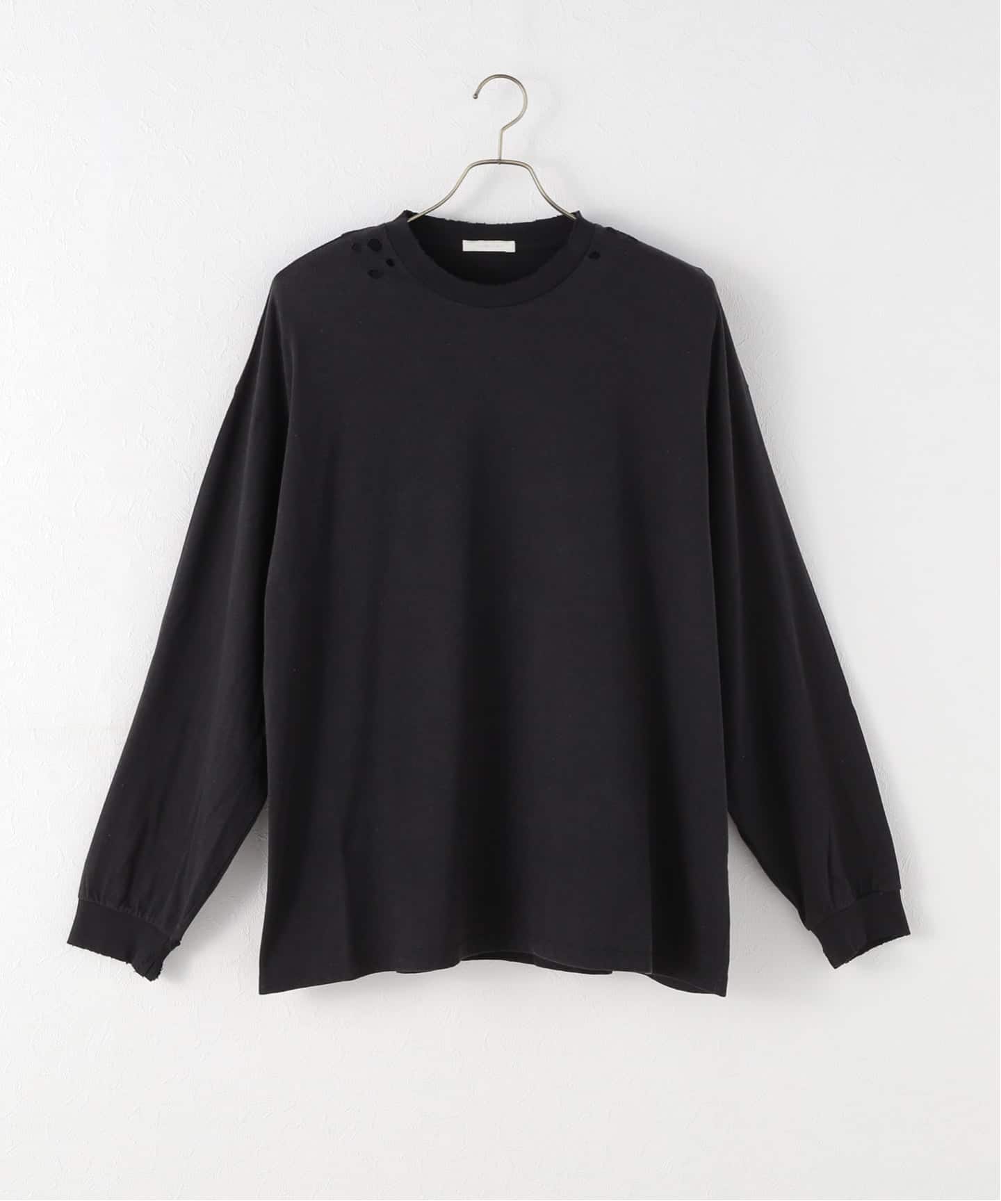 kanako sakai カナコサカイ　リブニット　カットソー　ブラック KANAKO SAKAI /カナコ サカイ】 SHOLDER PAD LS T-SH（Tシャツ