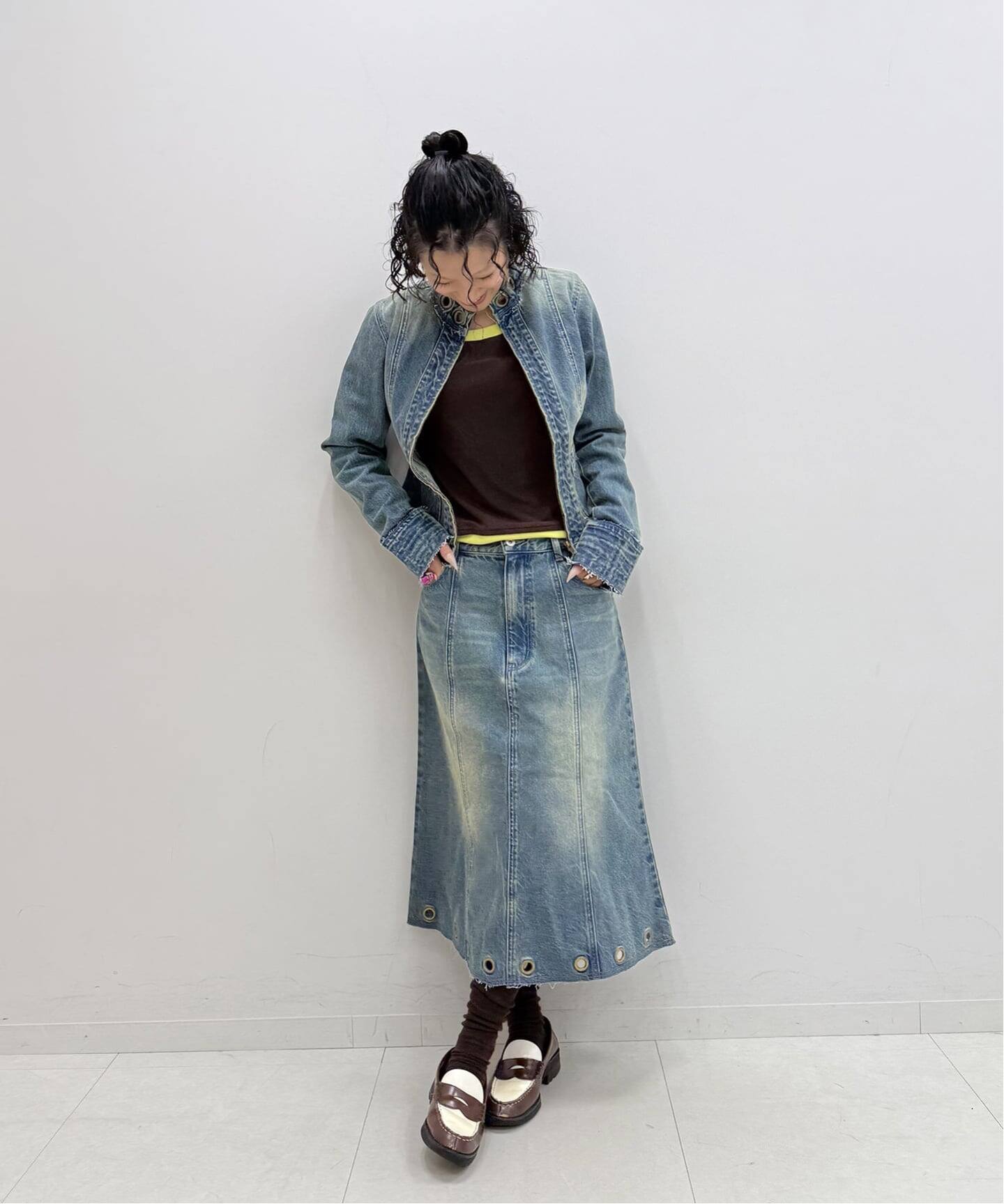 レイヤードフーディーロングスリーブトップス（Tシャツ／カットソー