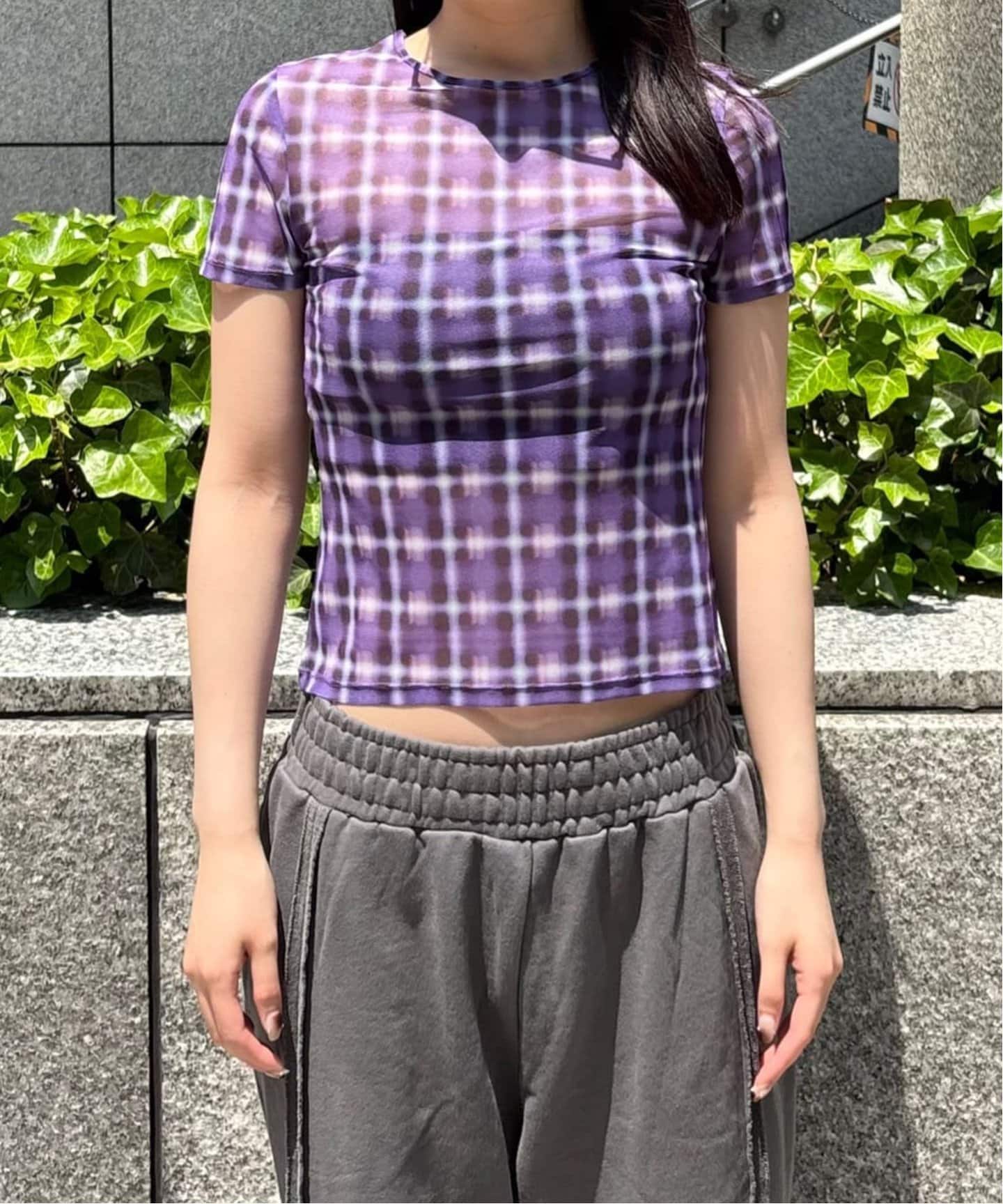 シアーチェック Tシャツ（Tシャツ／カットソー）｜Oriens