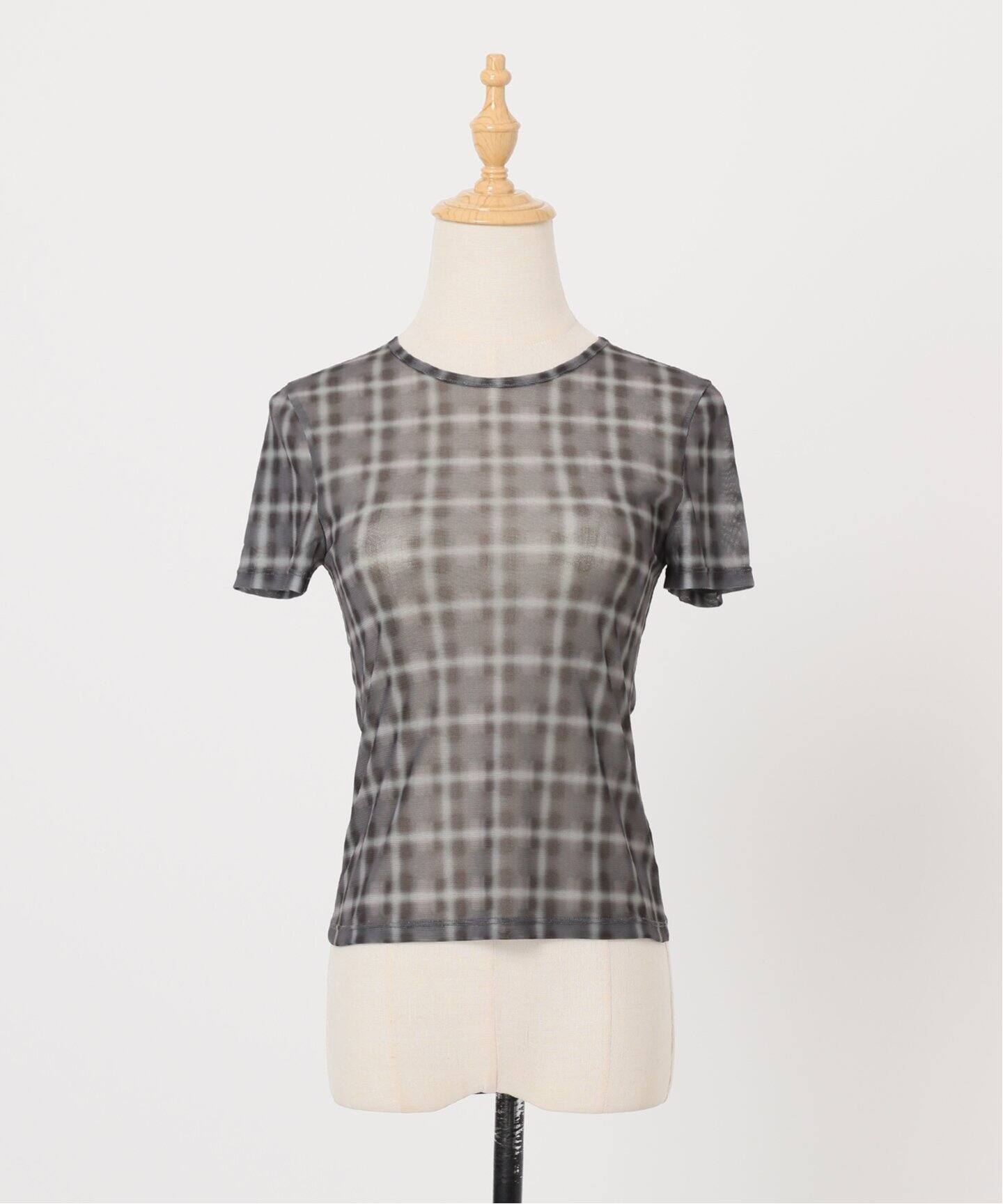 tシャツ ディストーティドチェックシアーTee / Distorted Check Sheer Tee レディース sahara tシャツ sheer top/ART シアートップス レディース