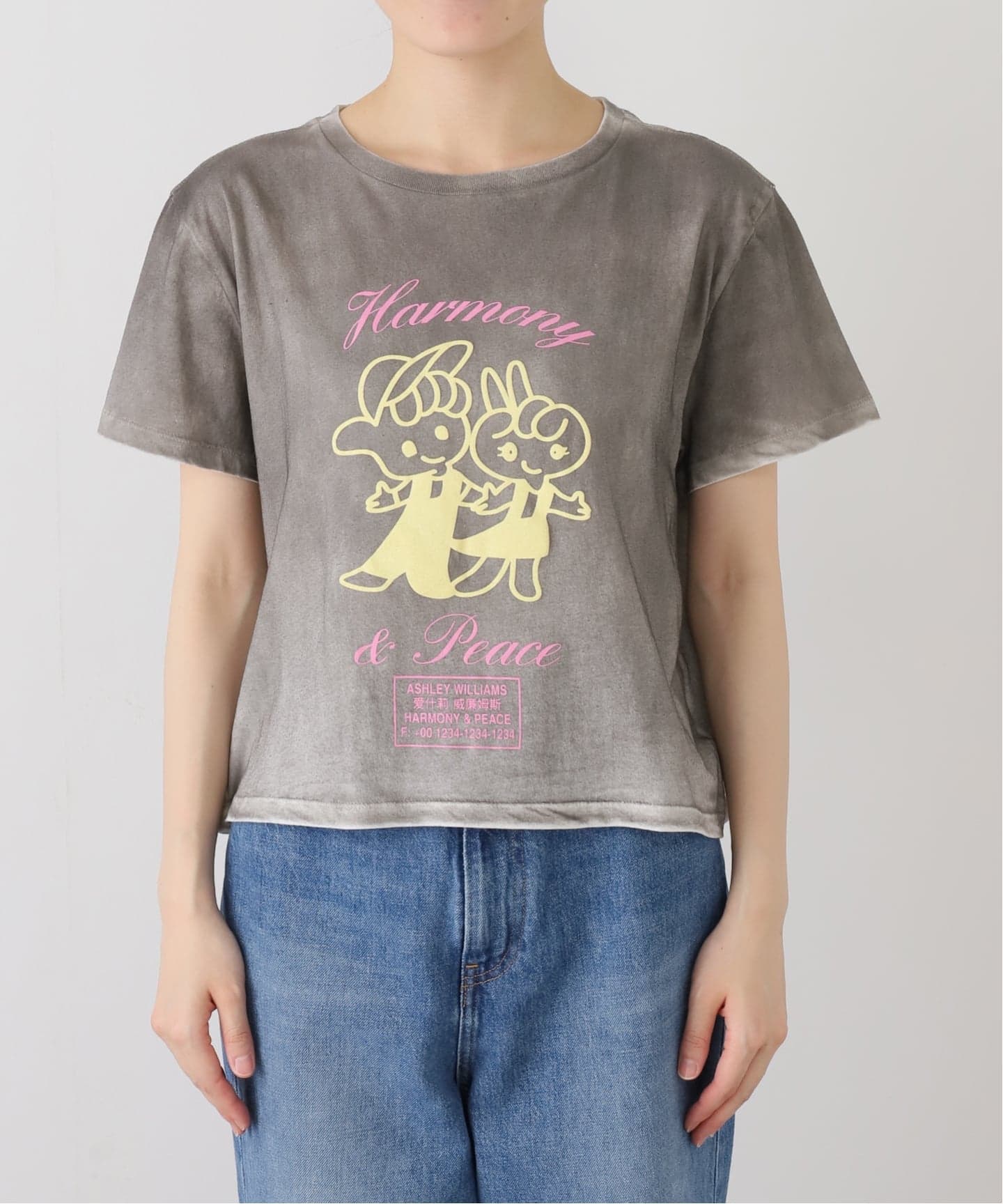 ashley williams Mサイズ Ashley Williams 】WASHED GREY CROPPED T-SH AWAW250098（Tシャツ
