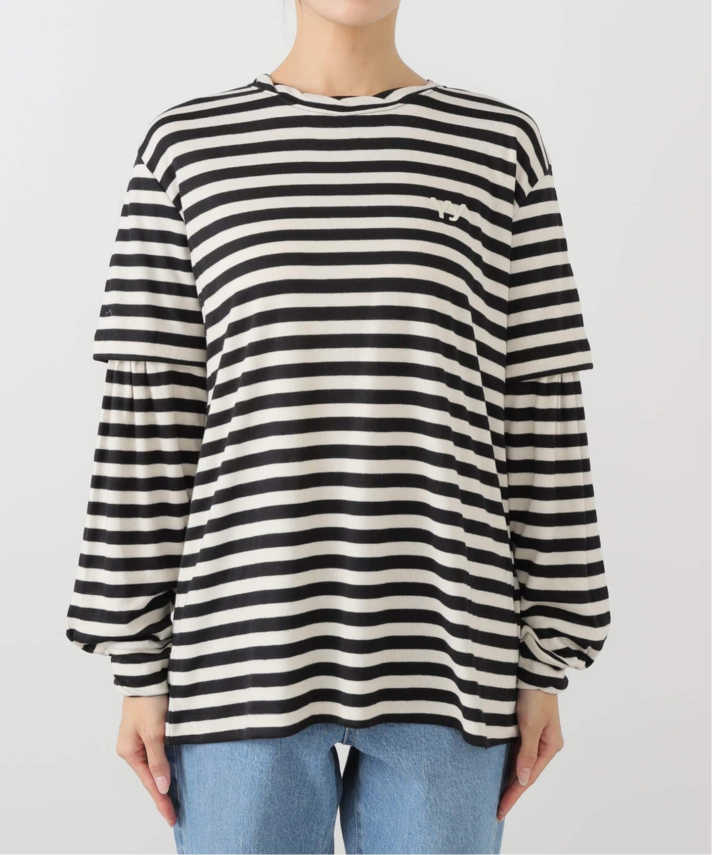 OPEN YY / オープンワイワイ】LAYERED STRIPE TSHIRT YY253TS007