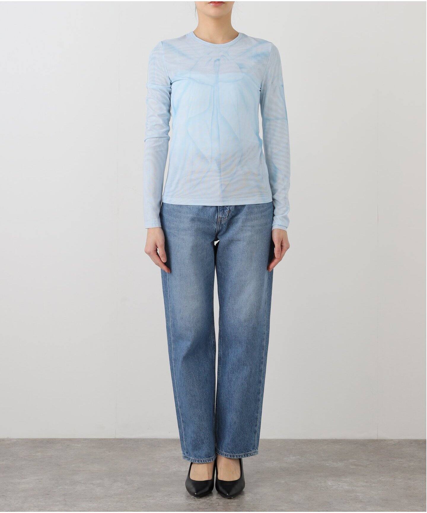 tシャツ 「OPEN YY / オープンワイワイ」RIBBON PRINT MESH TOP  YY251TS009 レディース セール】【OPEN YY / オープンワイワイ】RIBBON PRINT MESH TOP