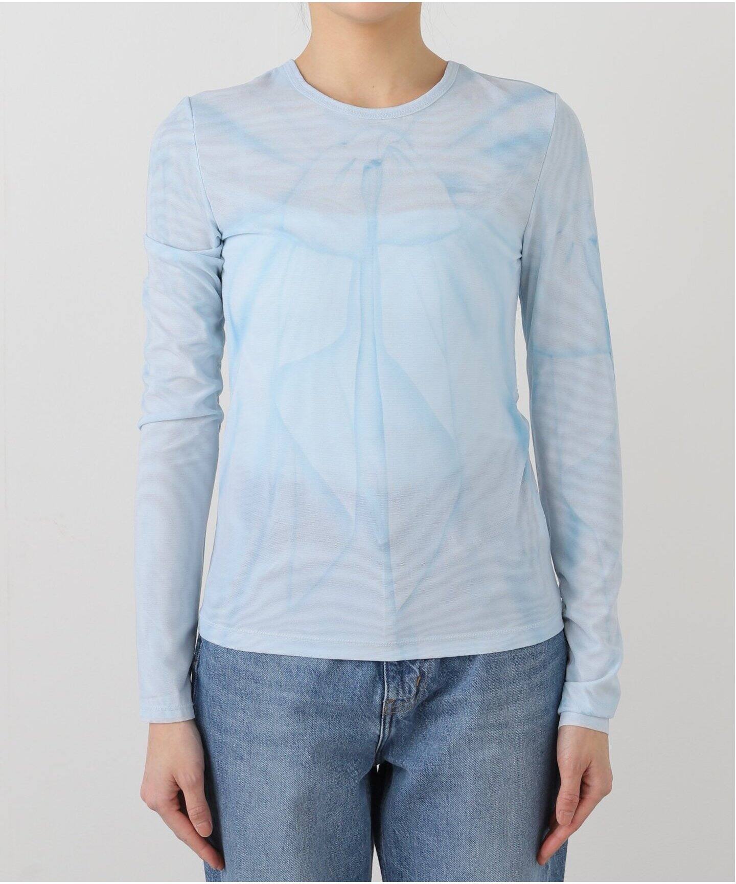 tシャツ 「OPEN YY / オープンワイワイ」RIBBON PRINT MESH TOP  YY251TS009 レディース OPEN Yy tシャツ 「OPEN YY / オープンワイワイ」RIBBON PRINT