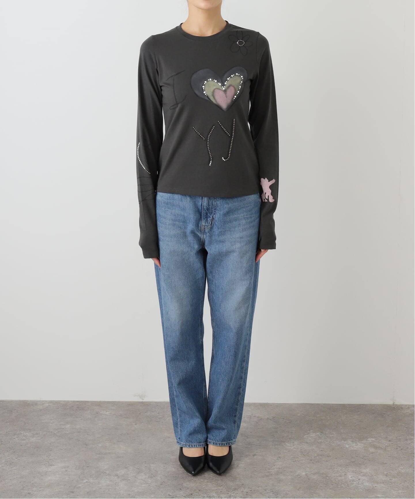 OPEN YY / オープンワイワイ】 Knitted BEADED I LOVE YY TEE