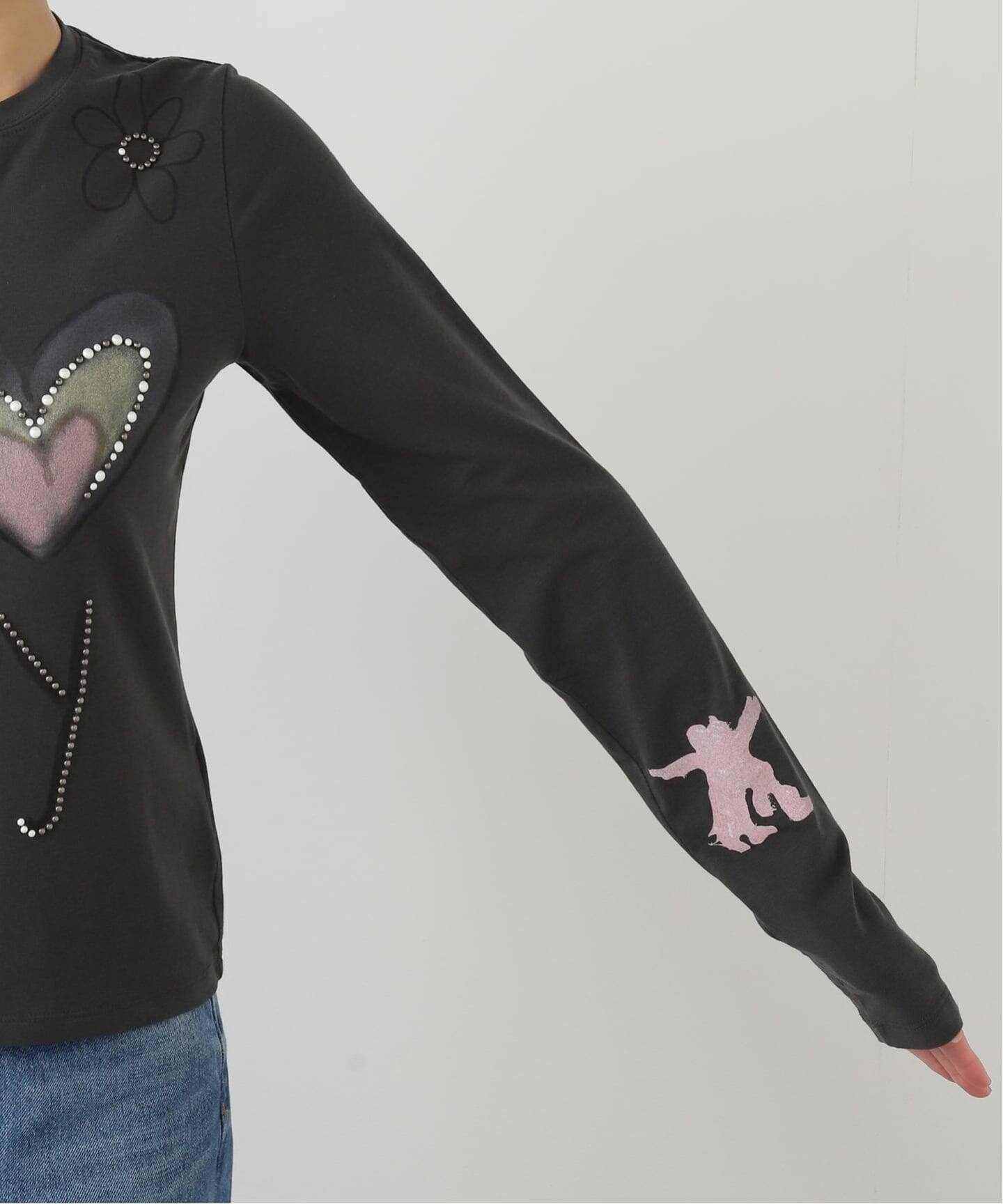 OPEN YY / オープンワイワイ】 Knitted BEADED I LOVE YY TEE