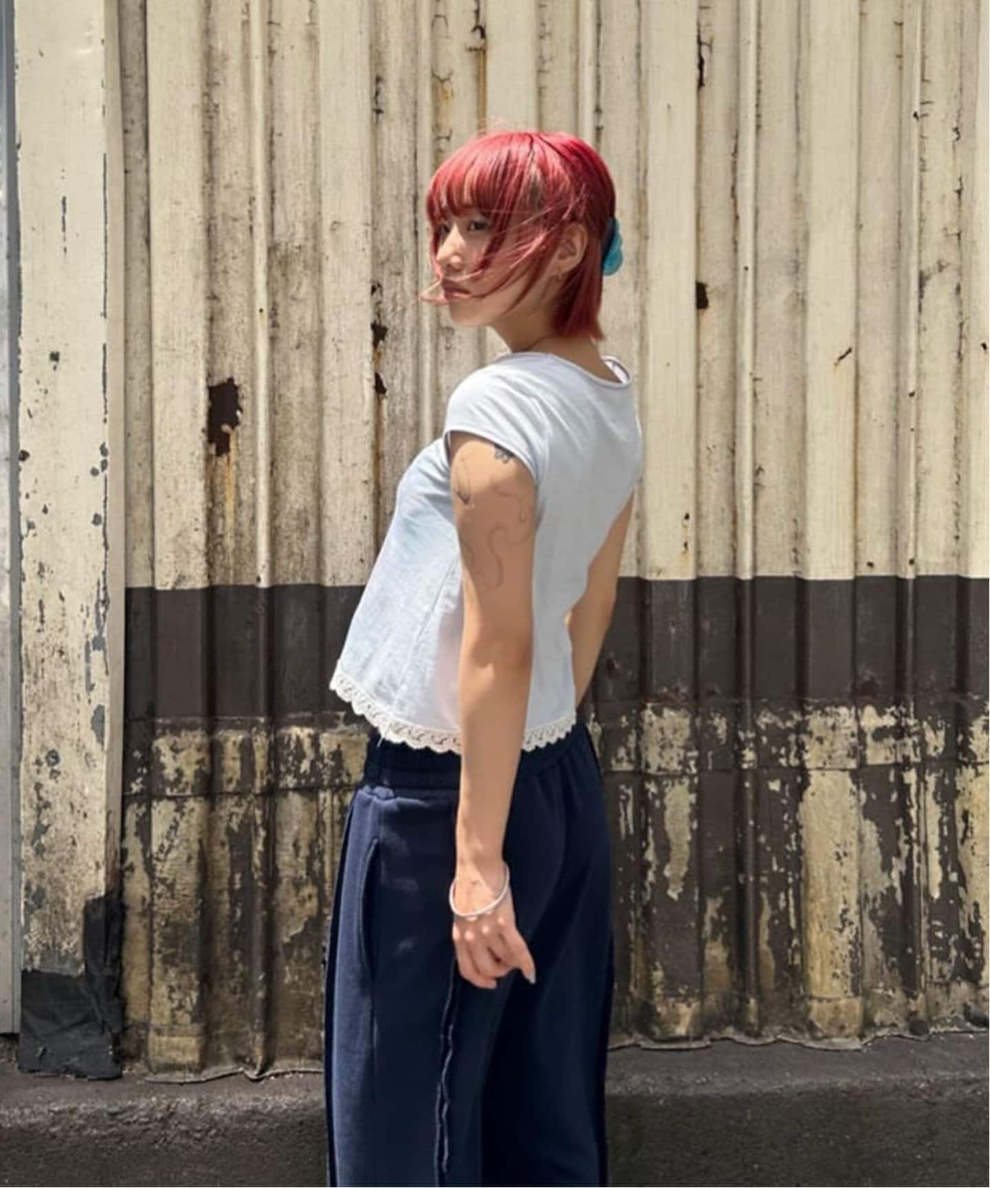 SCULPTOR/スカルプター】 Lace Crop Baby Tee SC25S257PKS（T