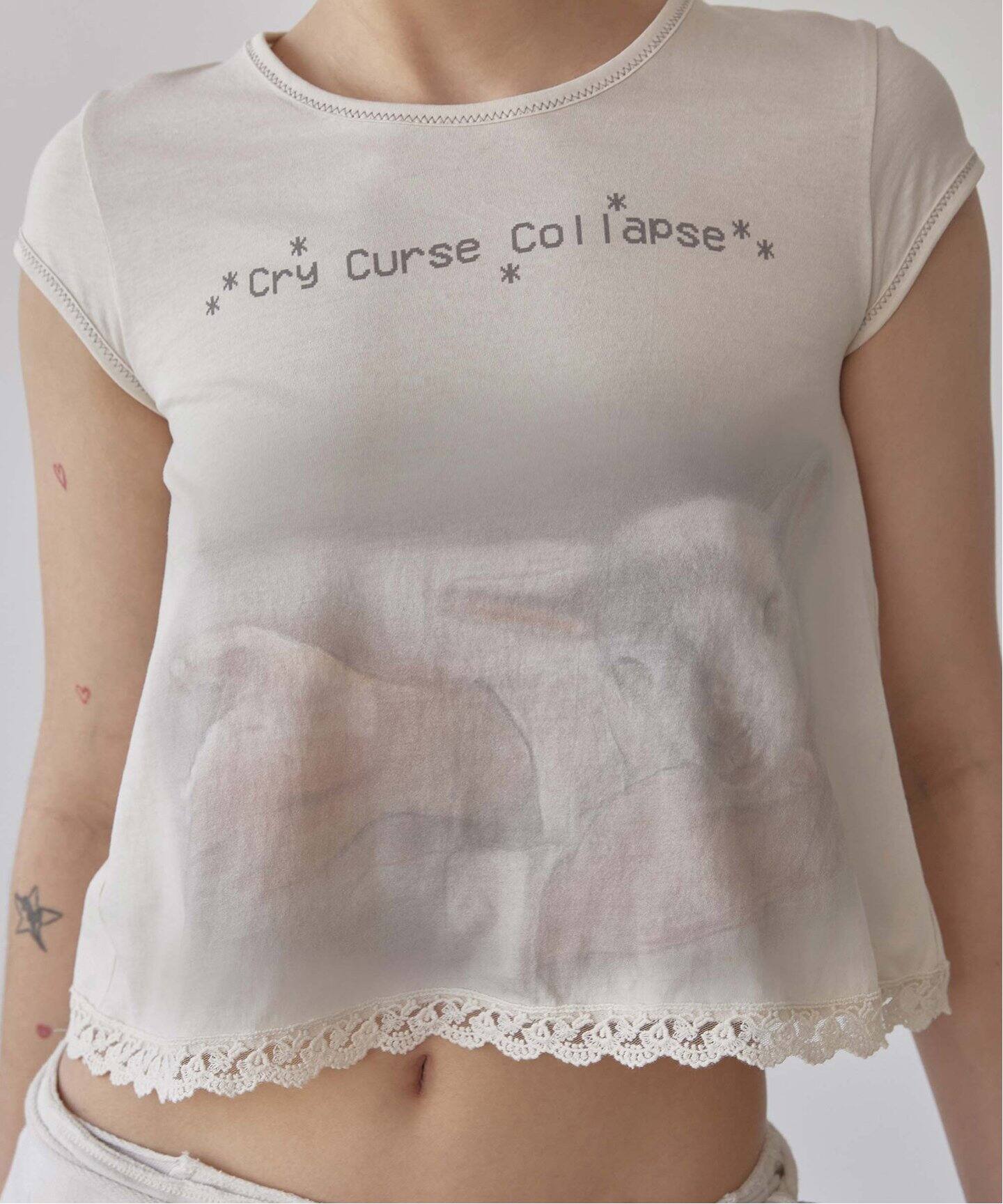 SCULPTOR/スカルプター】 Lace Crop Baby Tee SC25S257PKS（T