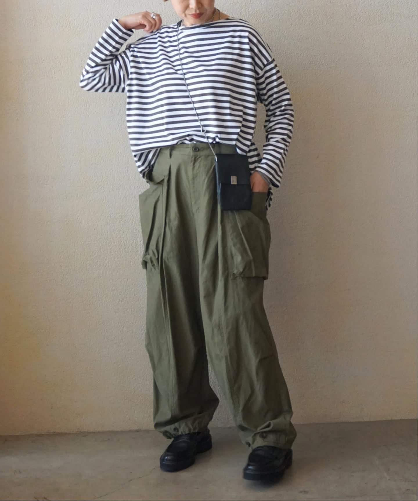 コットンボーダー ボートネックプルオーバー（Tシャツ