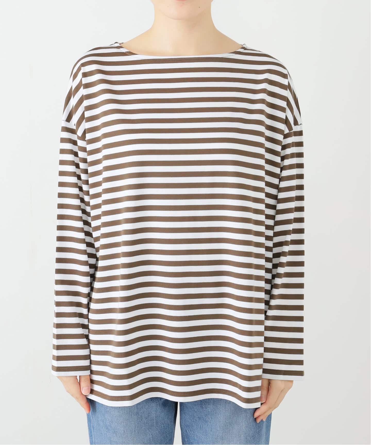 コットンボーダー ボートネックプルオーバー（Tシャツ／カットソー