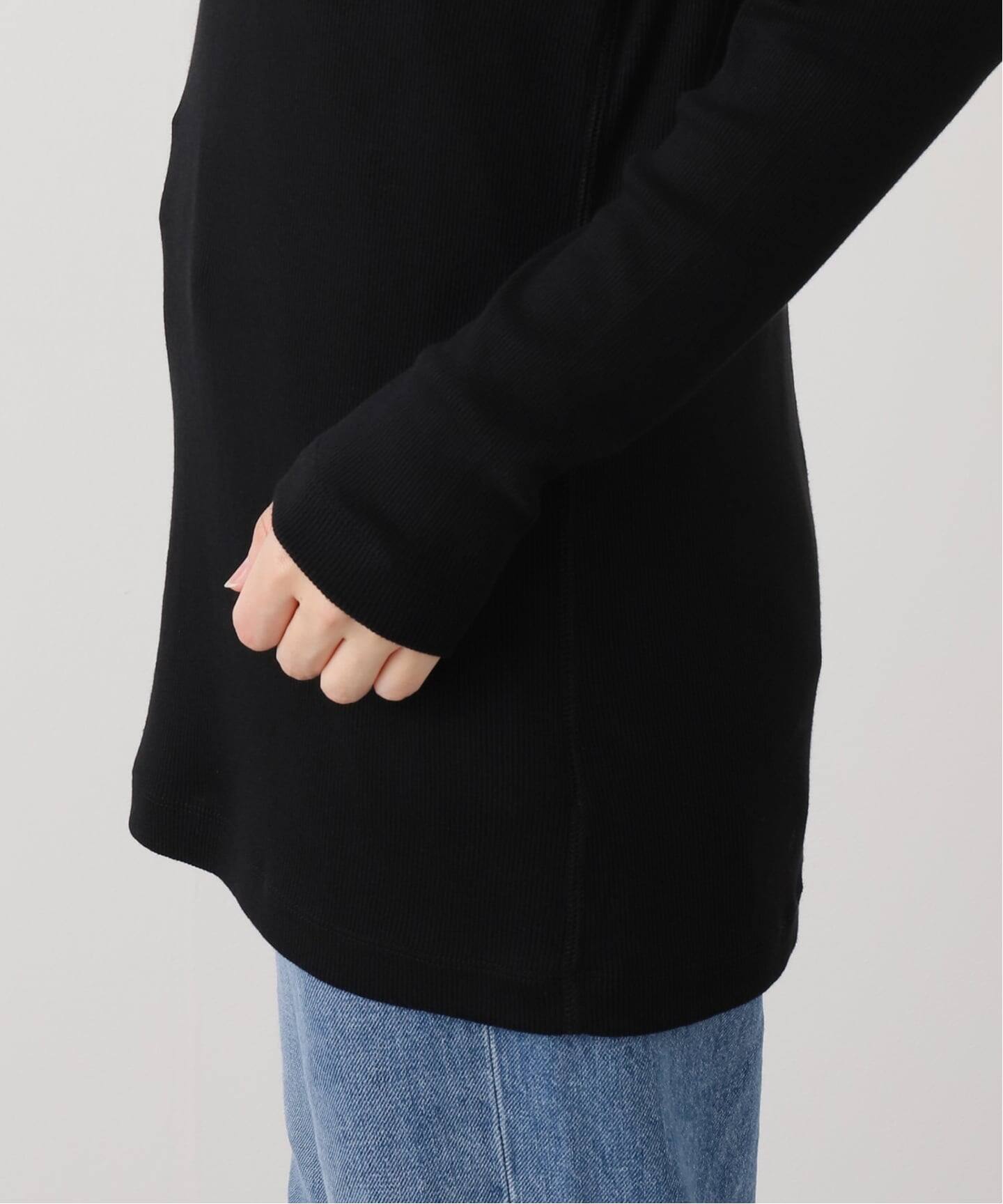 JS LUXE テレコクルーネックプルオーバー　ブラック テレコ クルーネックプルオーバー（Tシャツ／カットソー）｜journal