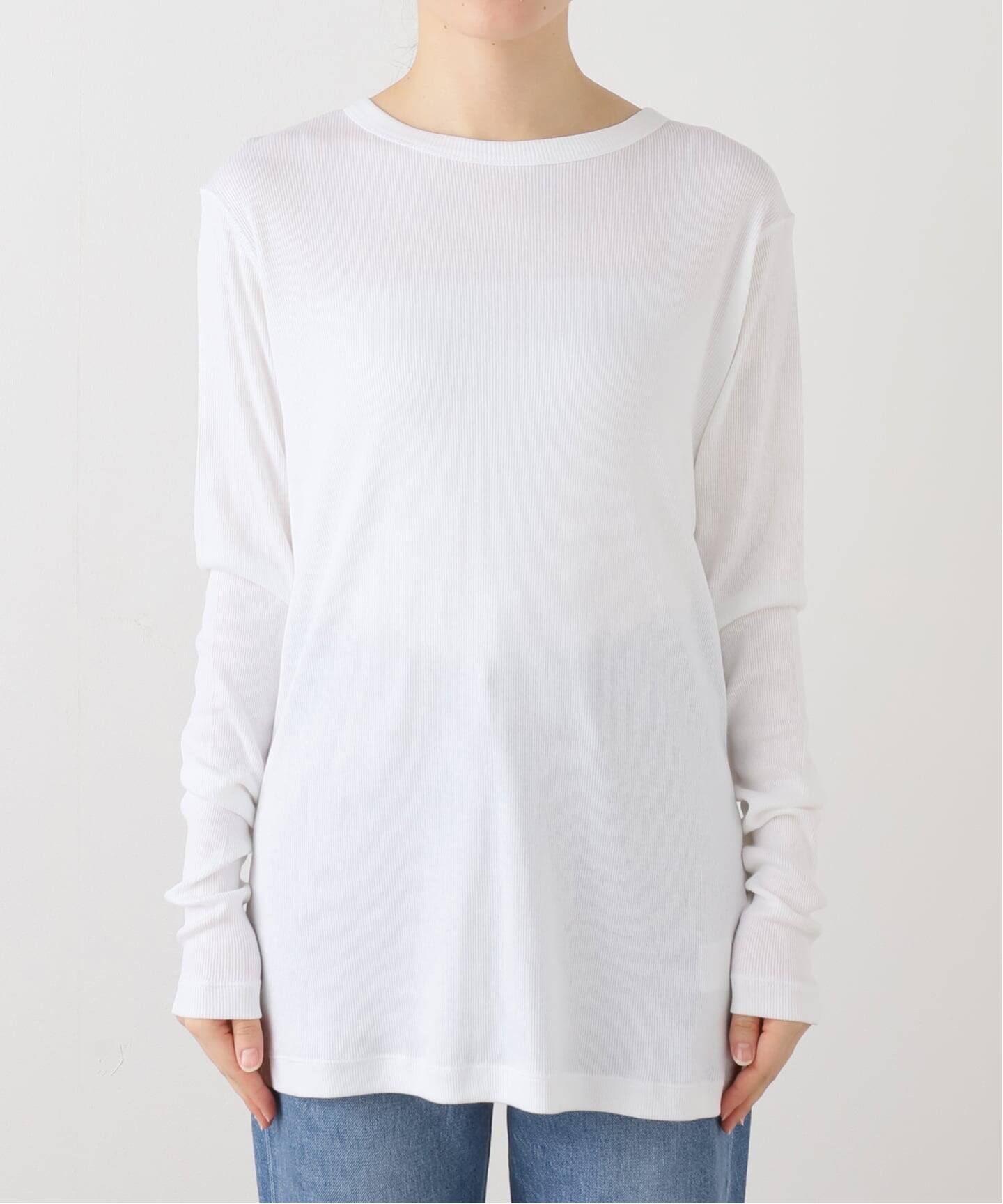 JS LUXE テレコクルーネックプルオーバー　ブラック テレコ クルーネックプルオーバー（Tシャツ／カットソー）｜journal