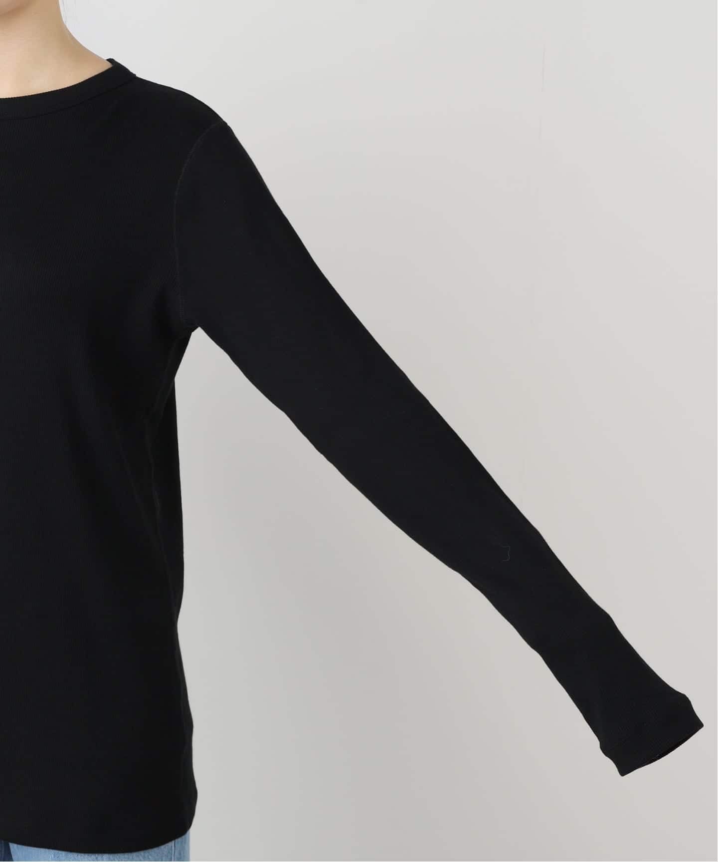 JS LUXE テレコクルーネックプルオーバー　ブラック テレコ クルーネックプルオーバー（Tシャツ／カットソー）｜journal