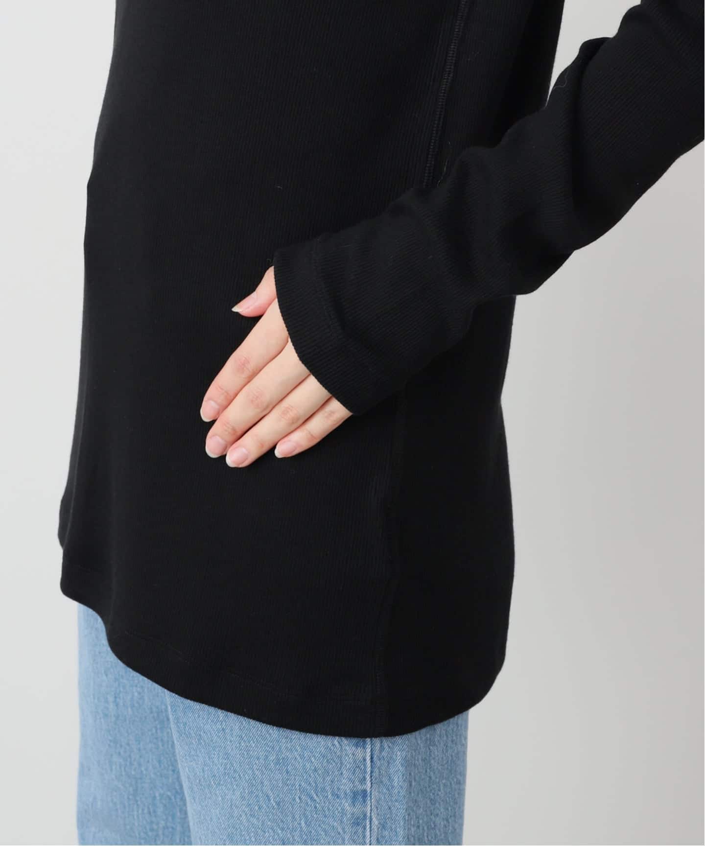 JS LUXE テレコクルーネックプルオーバー　ブラック テレコ クルーネックプルオーバー（Tシャツ／カットソー）｜journal