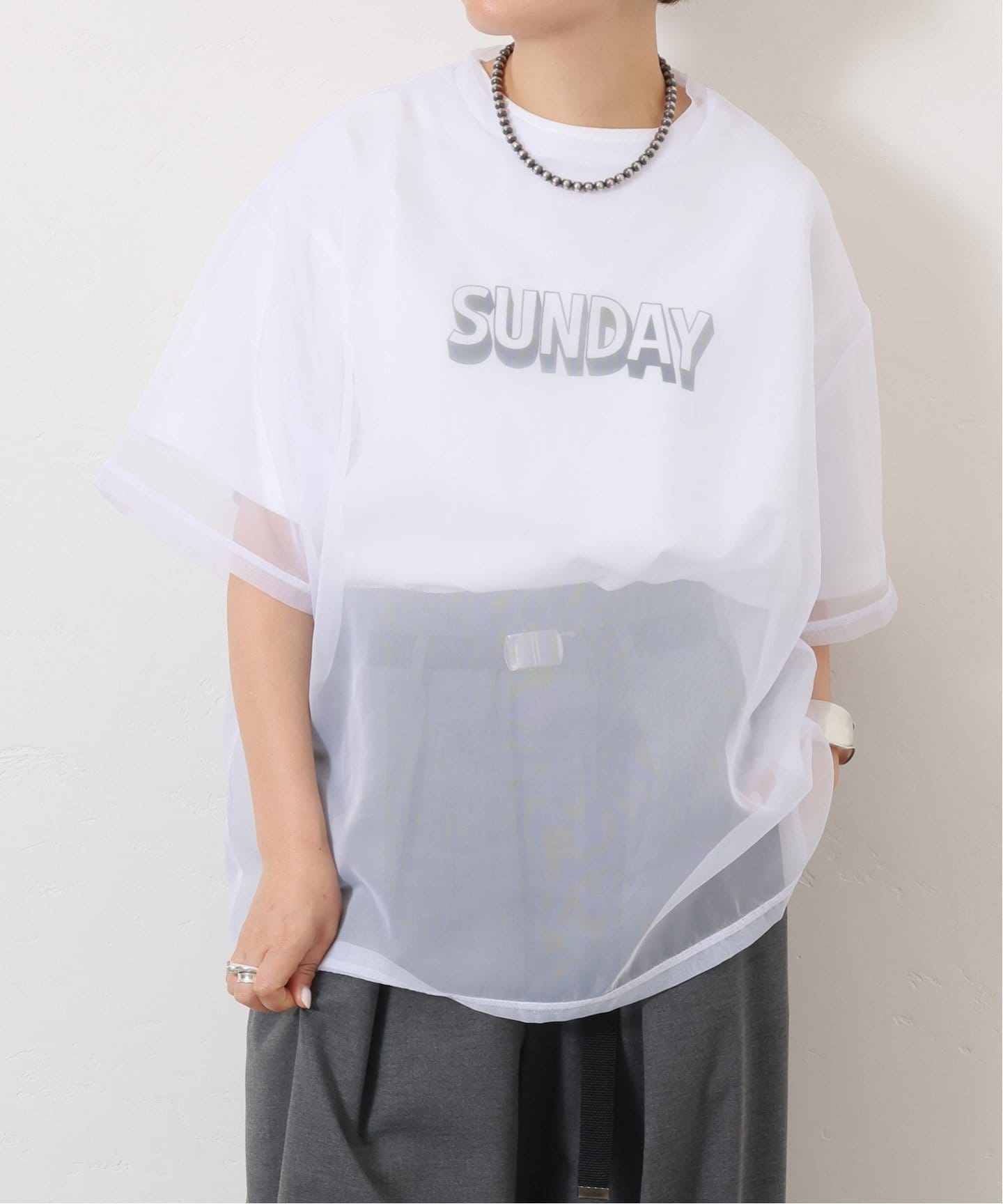 新品　journal standard luxe SUNDAY シアーＴシャツ SUNDAY Sheer Tシャツ（Tシャツ／カットソー）｜journal