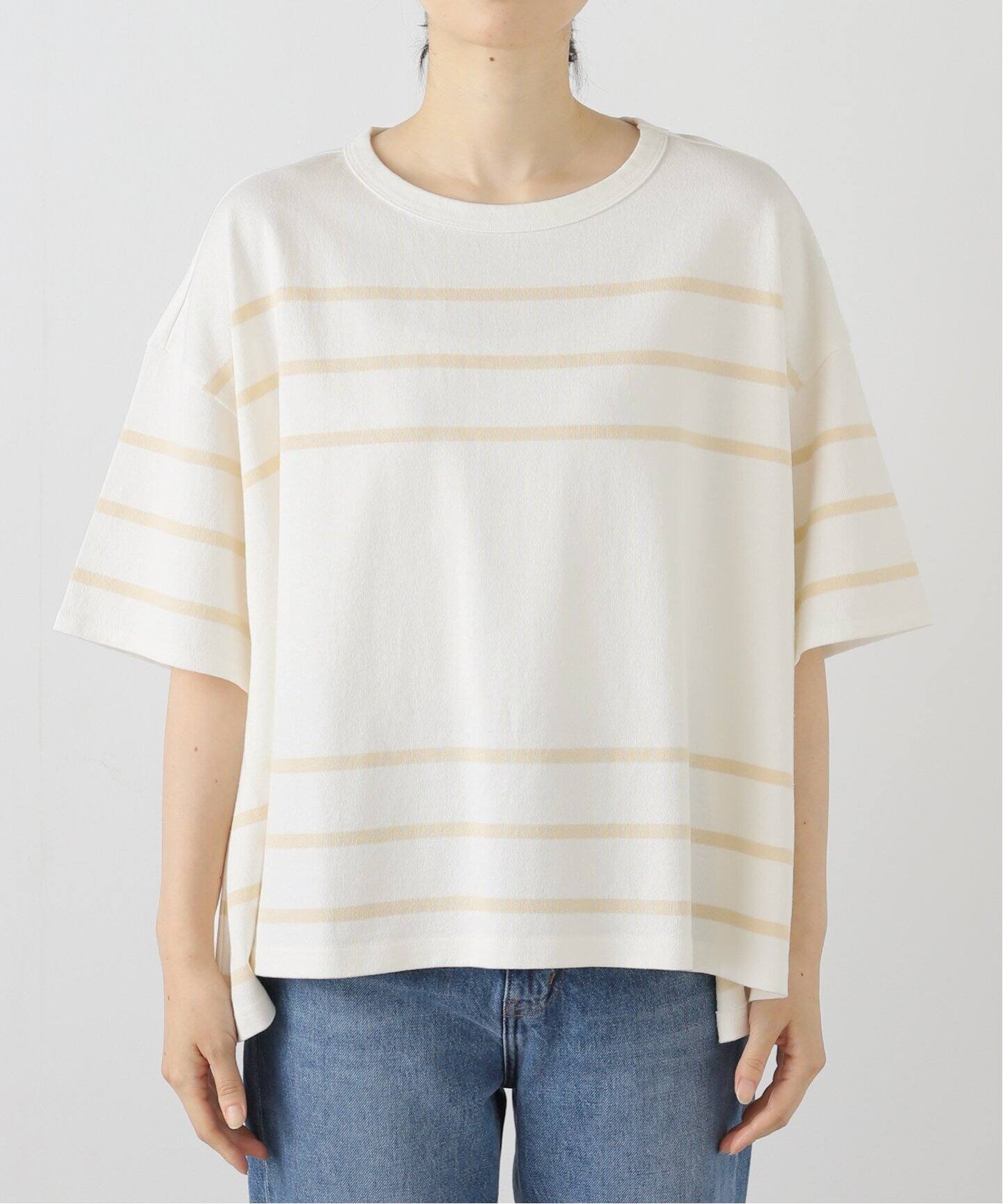 journal standard luxe モックネック　ボーダー　tシャツ 20th ボーダーテンジク プリントクルーネック-Big-プルオーバー
