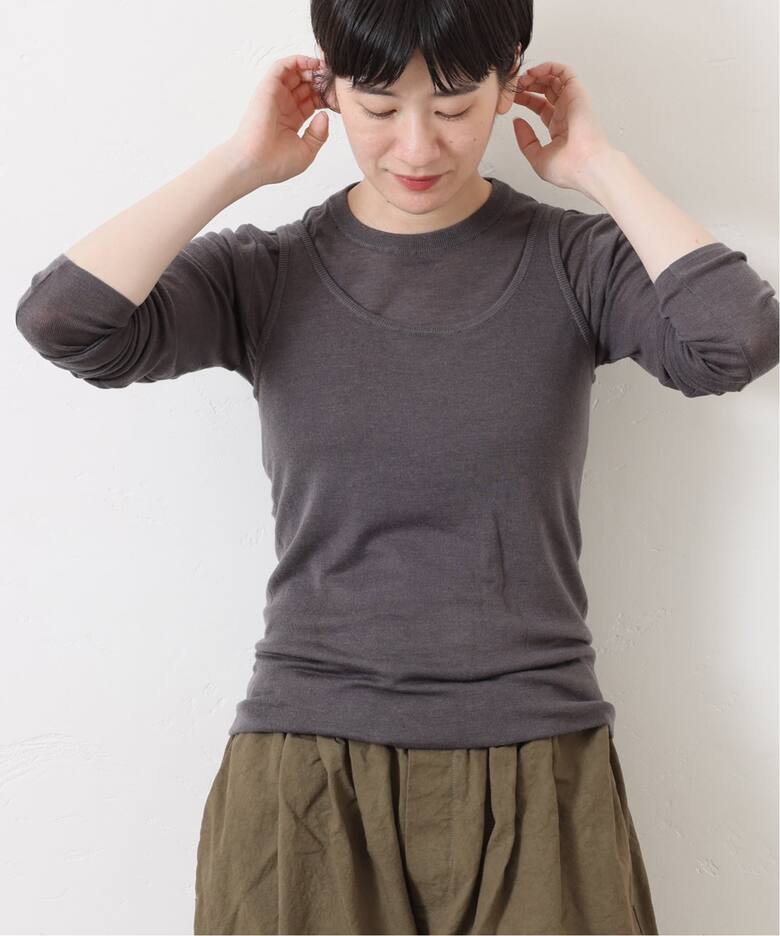 ATON】TENCEL SILK CIRCULER RIB CREWTANK（Tシャツ／カットソー 