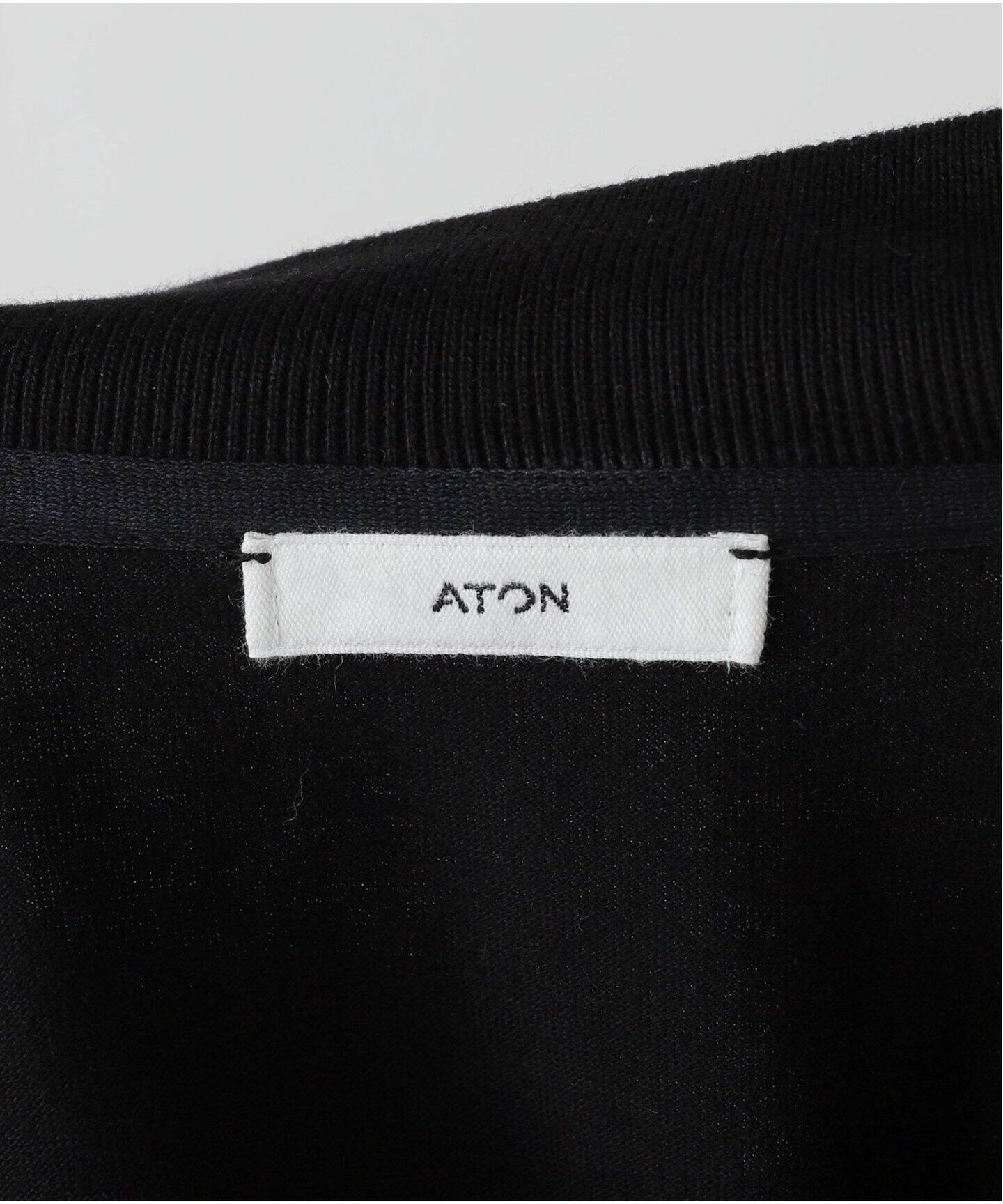 美品 今期SS ATON SUVIN DOUBLE POLO JERSEY ATON -SUVIN DOUBLE JERSEY | POLO JERSEY- :BLACK