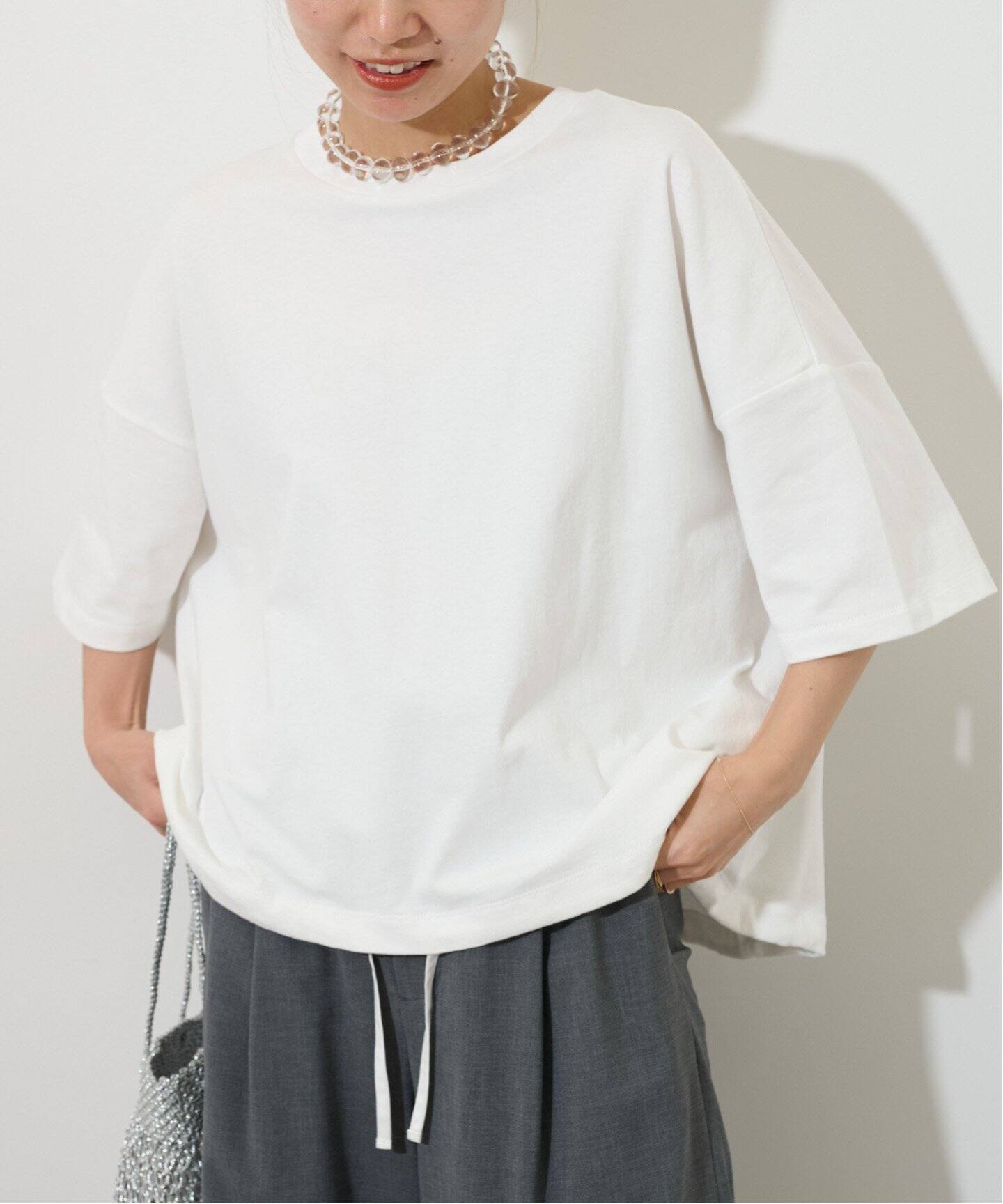 ジャーナルスタンダードレリューム　ギャザーヘムロングスリーブ　グレー 追加2》ギャザーヘムショートスリーブTシャツ（Tシャツ