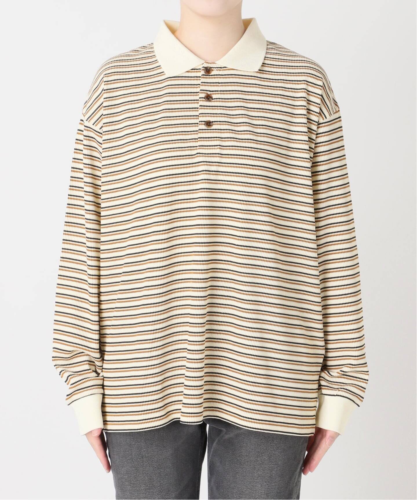 ワッフルボーダー襟付きプルオーバー（Tシャツ／カットソー）｜JOURNAL