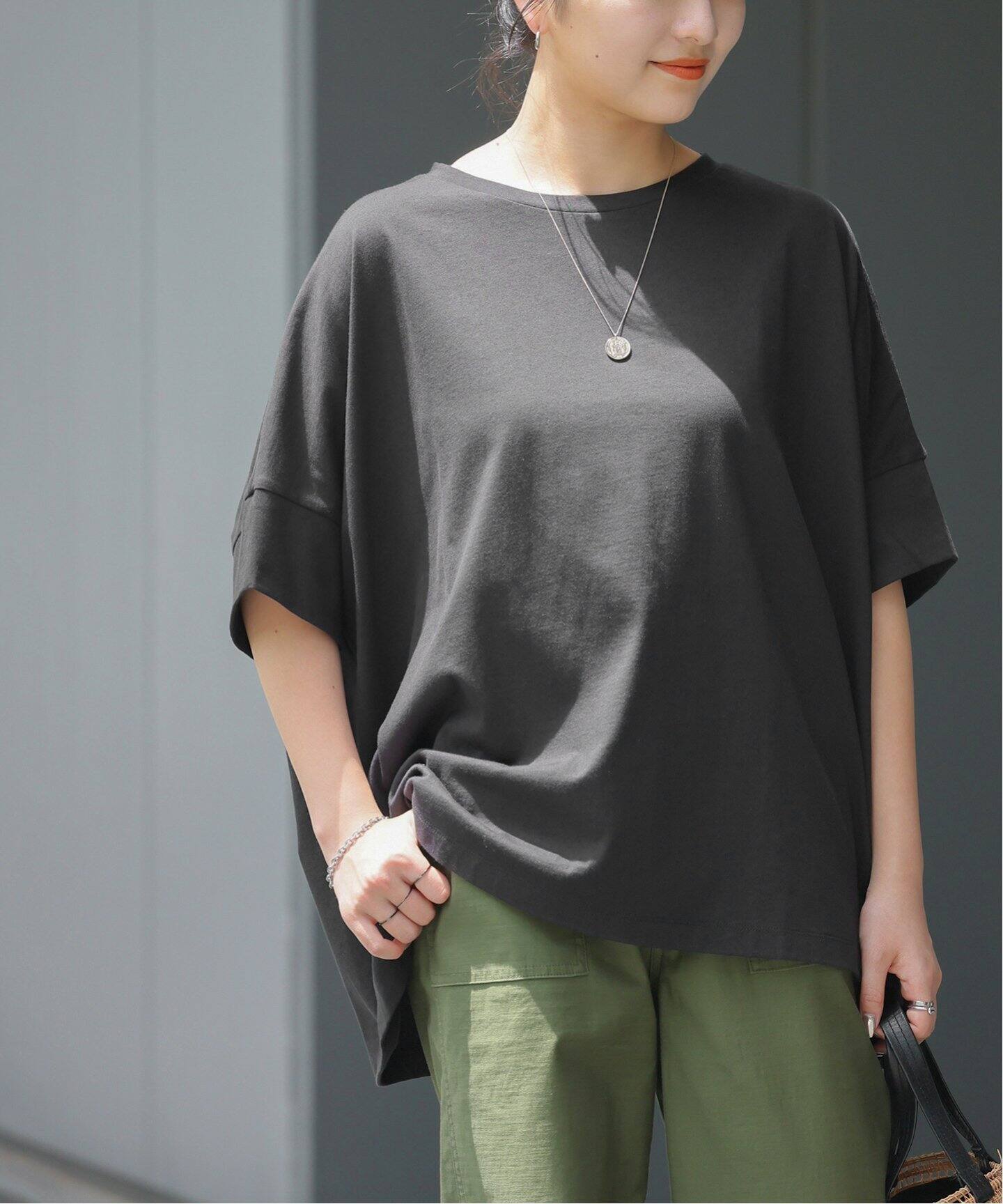 追加》オーガニックコットン汗ジミ防止ワイドT（Tシャツ