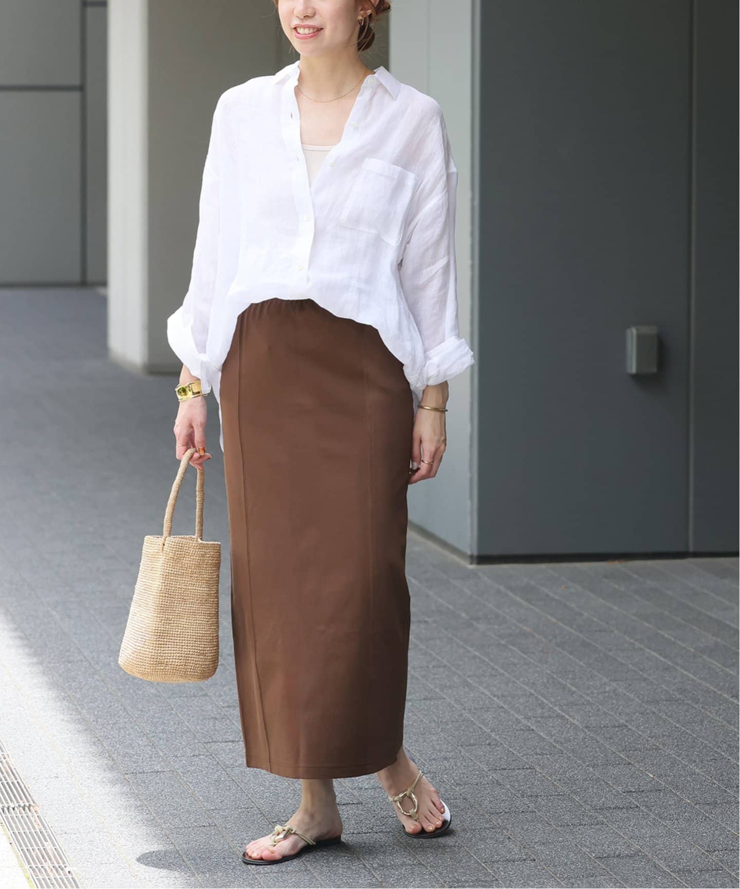 ストレッチポンチIラインスカート（ロング・マキシ丈スカート