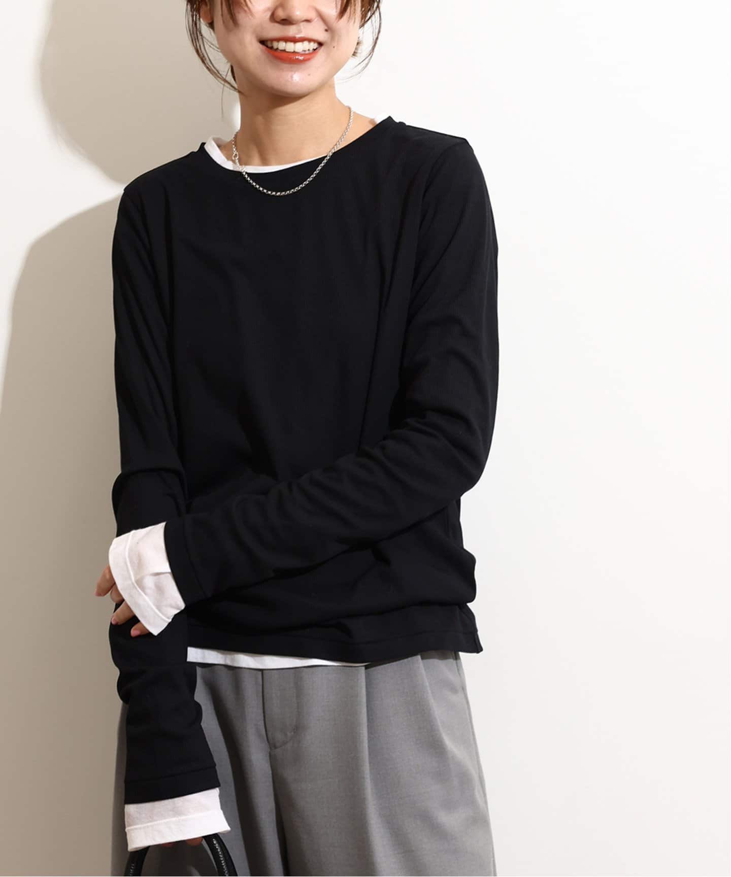 tシャツ 「追加」ソフトテレコクルーネックロングTEE レディース 追加》ソフトテレコクルーネックロングTEE（Tシャツ／カットソー