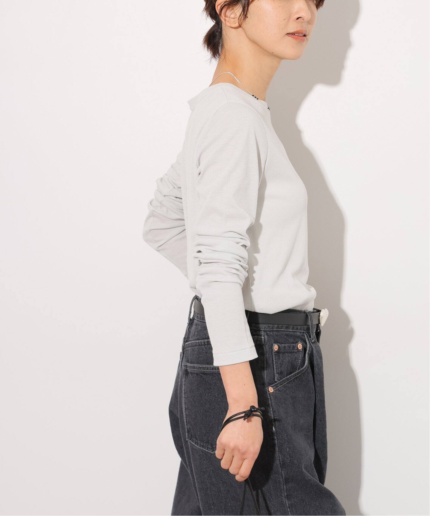 追加》ソフトテレコクルーネックロングTEE（Tシャツ／カットソー