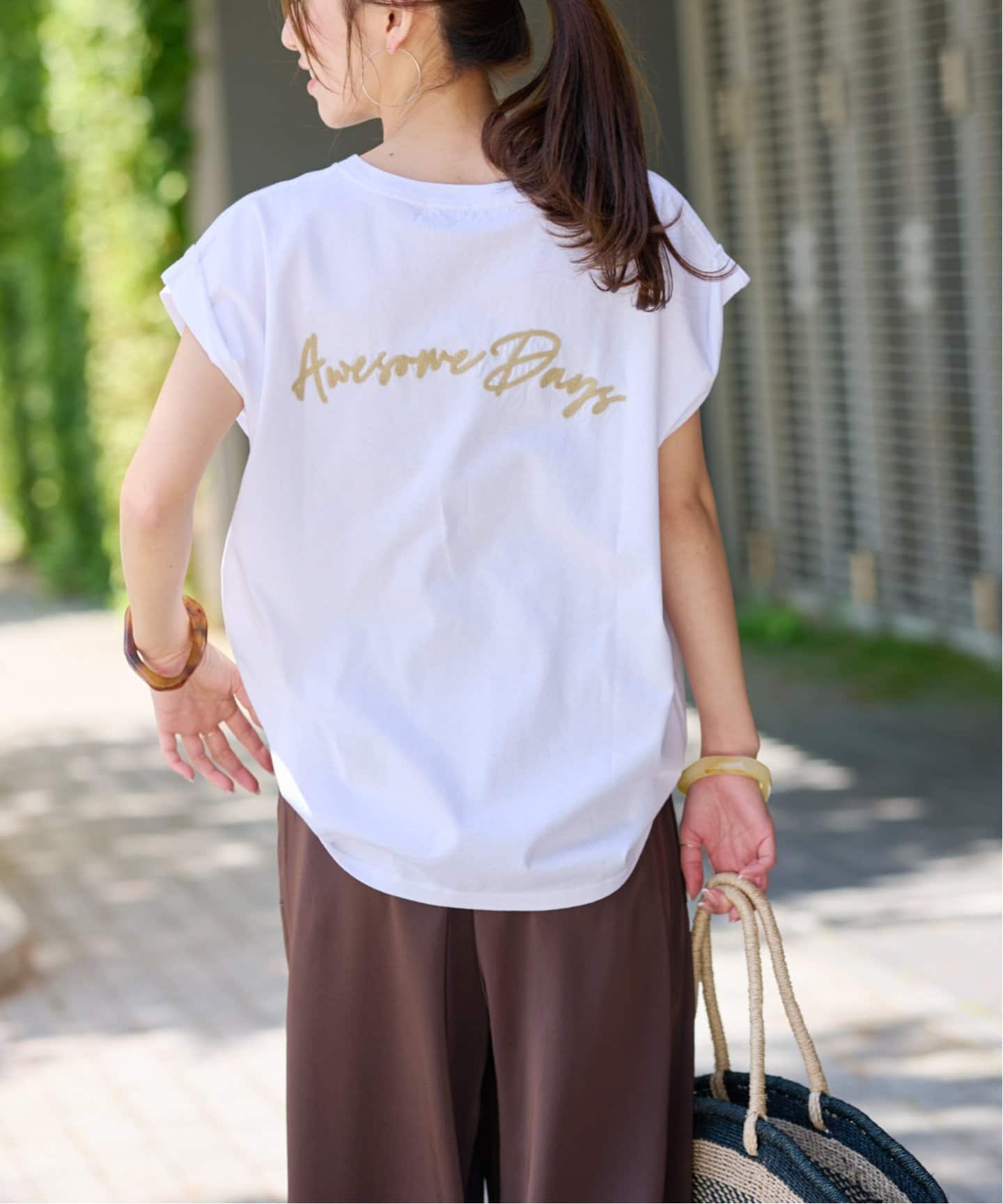 ➀【JOURNAL STANDARD relume】白 刺繍ロゴフレンチTEE ➀【JOURNAL STANDARD relume】白 刺繍ロゴフレンチTEE JOURNAL