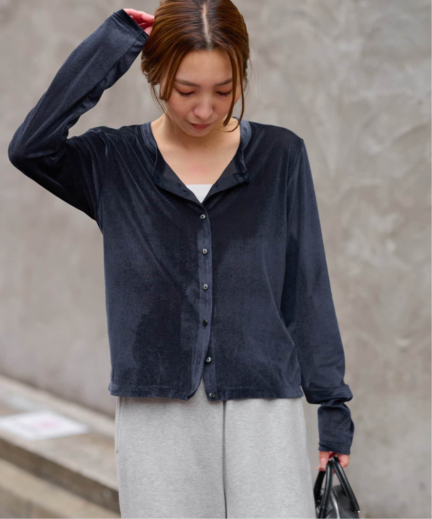 JOURNAL STANDARD シアーベロアクルーネックカーディガン シアーベロアクルーネックカーディガン（カーディガン）｜JOURNAL