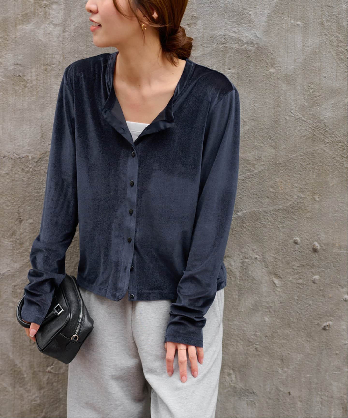 JOURNAL STANDARD シアーベロアクルーネックカーディガン JOURNAL STANDARD relume｜シアーベロアクルーネックカーディガン