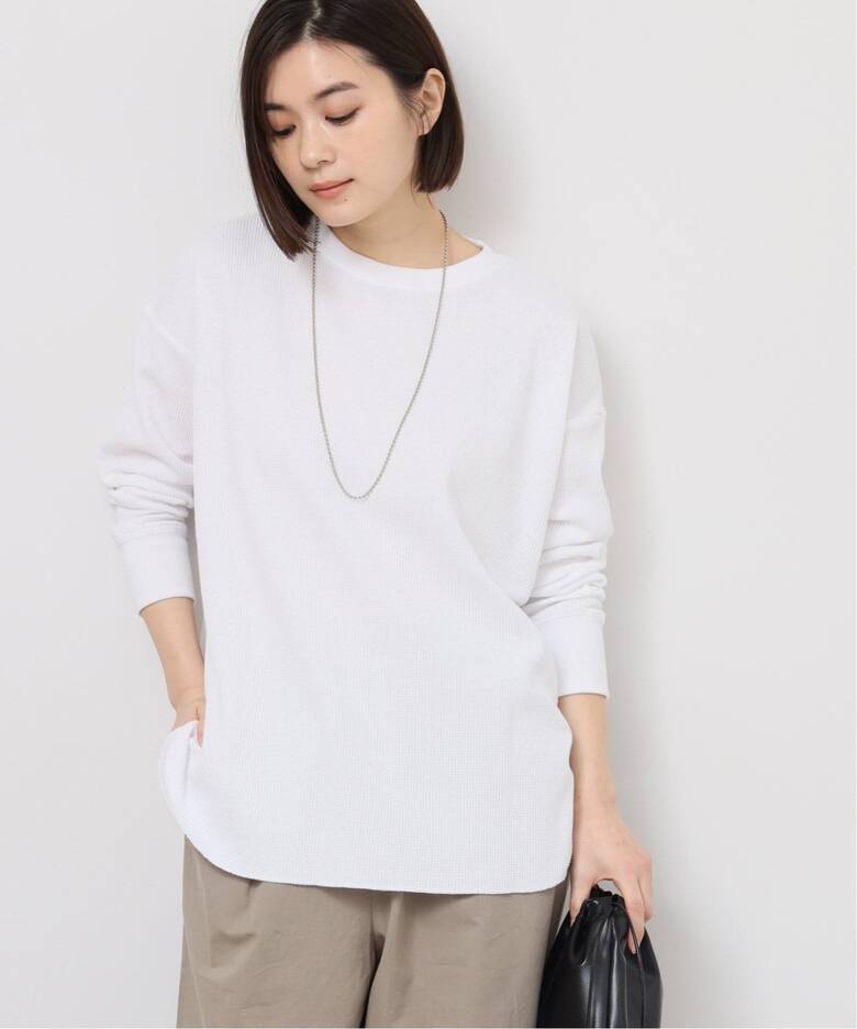 今季完売品】ebure ソフトオーガニック デザインスリーブカットソー 白 