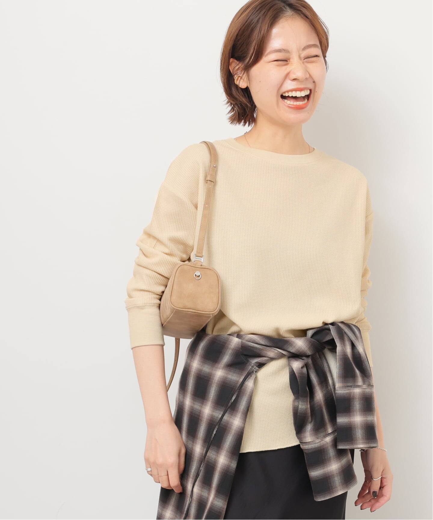 送料込◎美品◎ドゥ ワッフルT ベージュ 紳士 UVカット乾きやすいワッフルクルーネック長袖Tシャツ | 無印良品