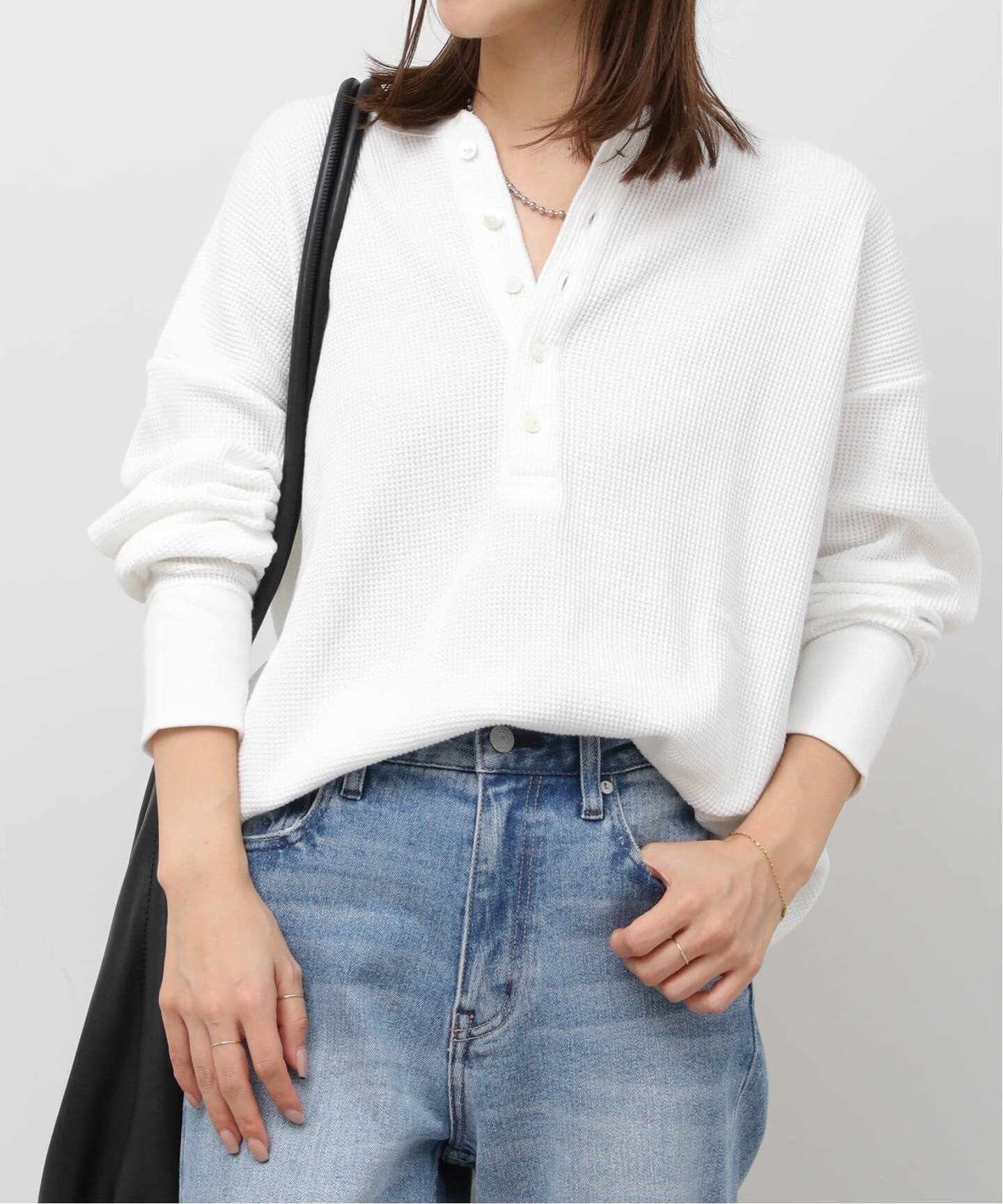 別注【Hanes / ヘインズ】ワッフルヘンリーネックプルオーバー（T