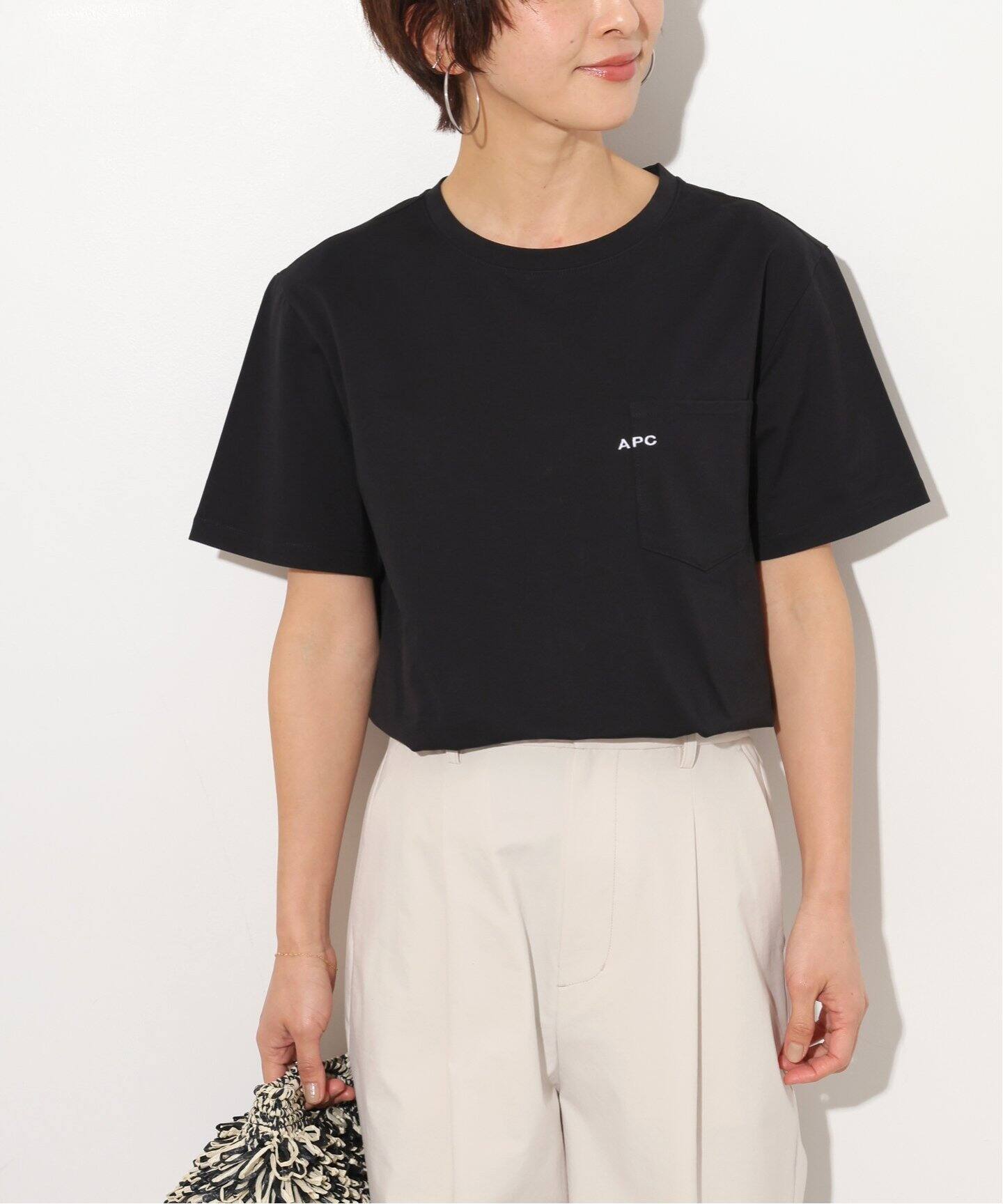 A.P.C. × relume 別注 Tシャツ ブラック ロゴ刺繍 Sサイズ A.P.C.（アーペーセー）の「刺繍ロゴがポイント◎【A.P.C./アー