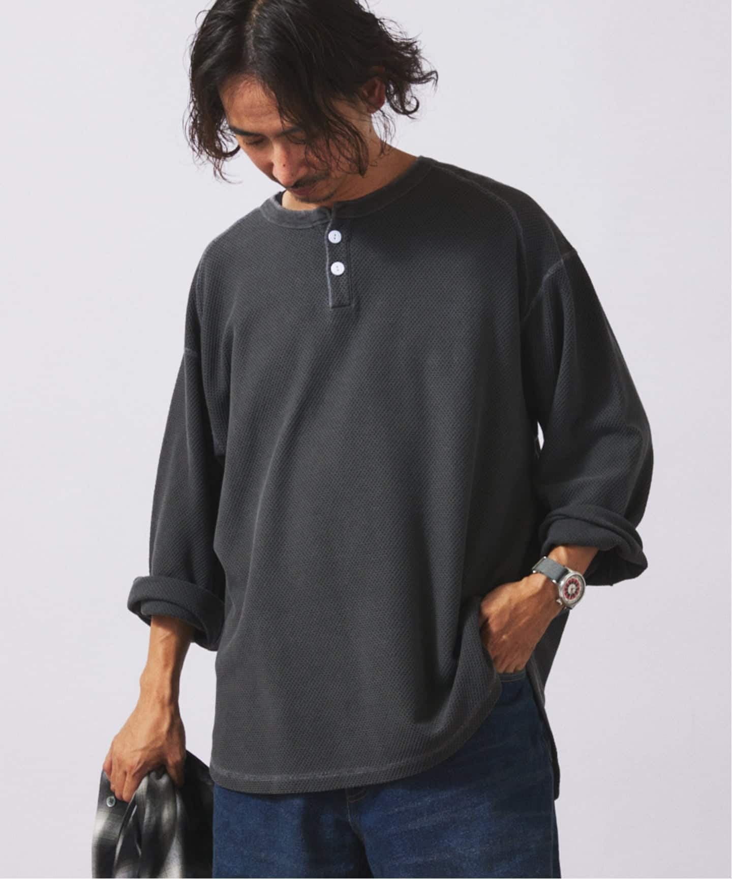 新品 Relume（ベイクルーズ） ホワイト シルク混 長袖シャツ 手洗い可能〉シアー シルク混 オープンカラー シャツ （シャツ