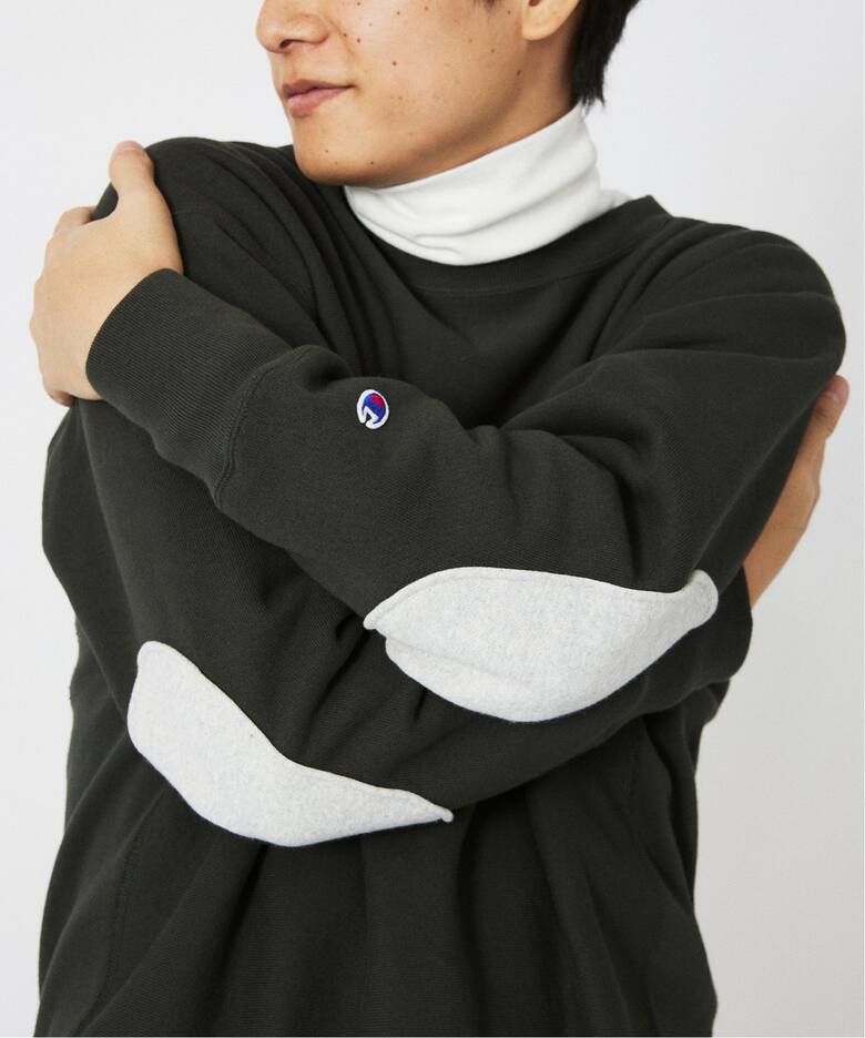 CHAMPION / チャンピオン 別注 R/W エルボーパッチ クルーネック  