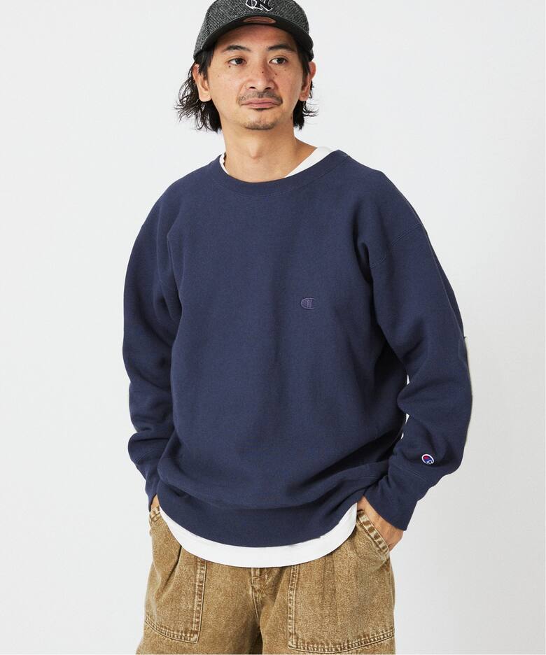 CHAMPION / チャンピオン 別注 R/W エルボーパッチ クルーネック  