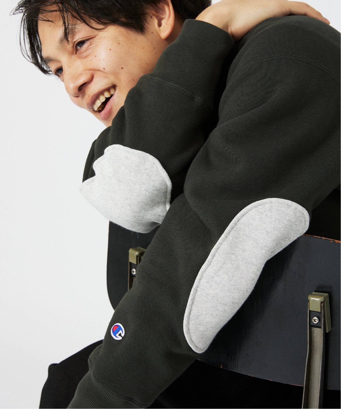 CHAMPION / チャンピオン 別注 R/W エルボーパッチ クルーネック 