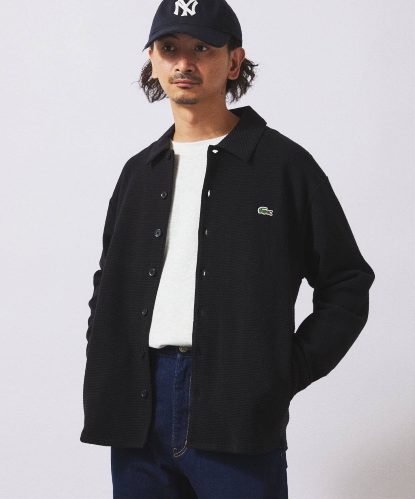 ラコステ　ヘビーウェイトミリタリーシャツ　ジャケット試着のみ　美品　ギフトBOX LACOSTE / ラコステ 別注 ヘビーピケ シャツ ジャケット（カーディガン